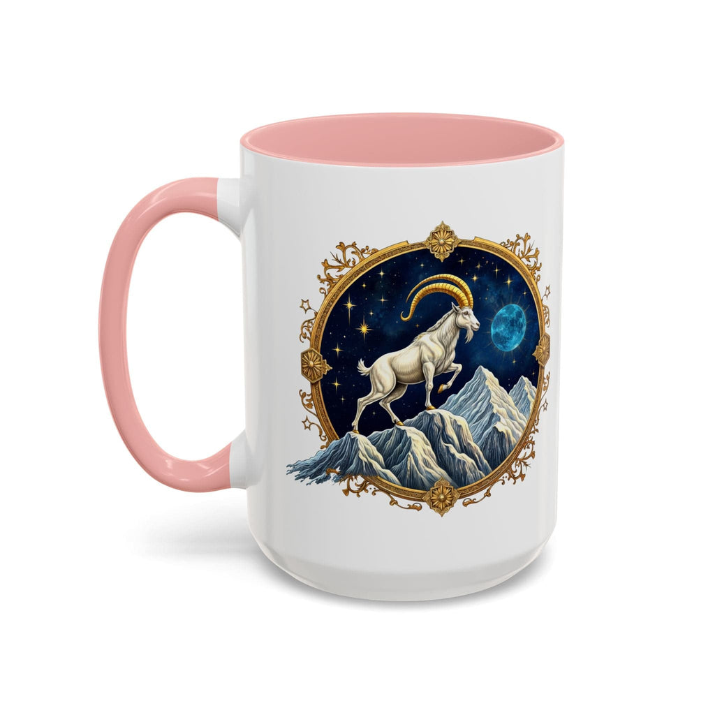Printify Mug 15oz / Pink Capricorn Zodiac Coffee Mug with Inspirational Quote and Smart QR Code Perfect Astrology Gift Unique Capricorn Horoscope Mug for Enthusiasts