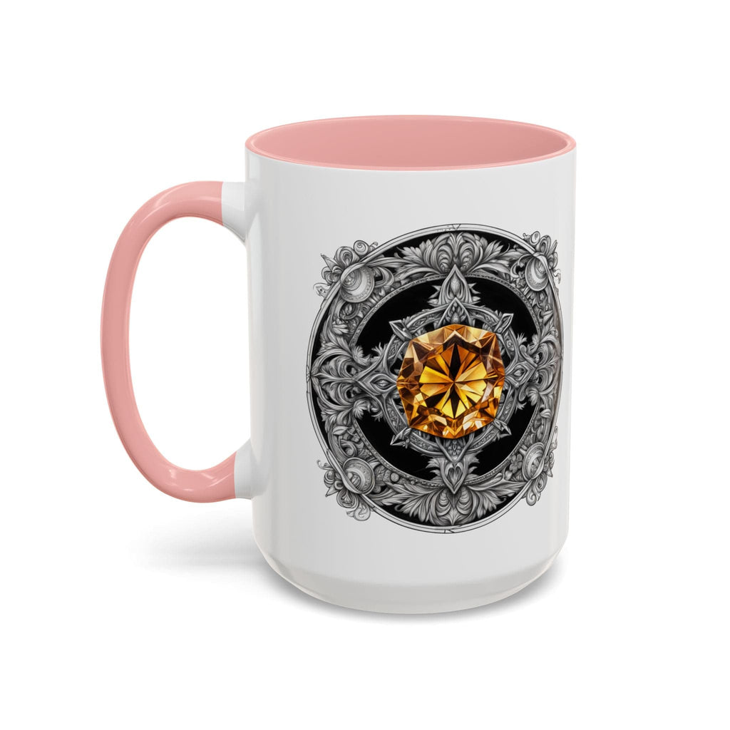 Printify Mug 15oz / Pink Citrine Crystal Coffee Mug with Positive Quote and QR Code for Motivational Video Ideal Gift for Gemstone Optimists and Dreamers