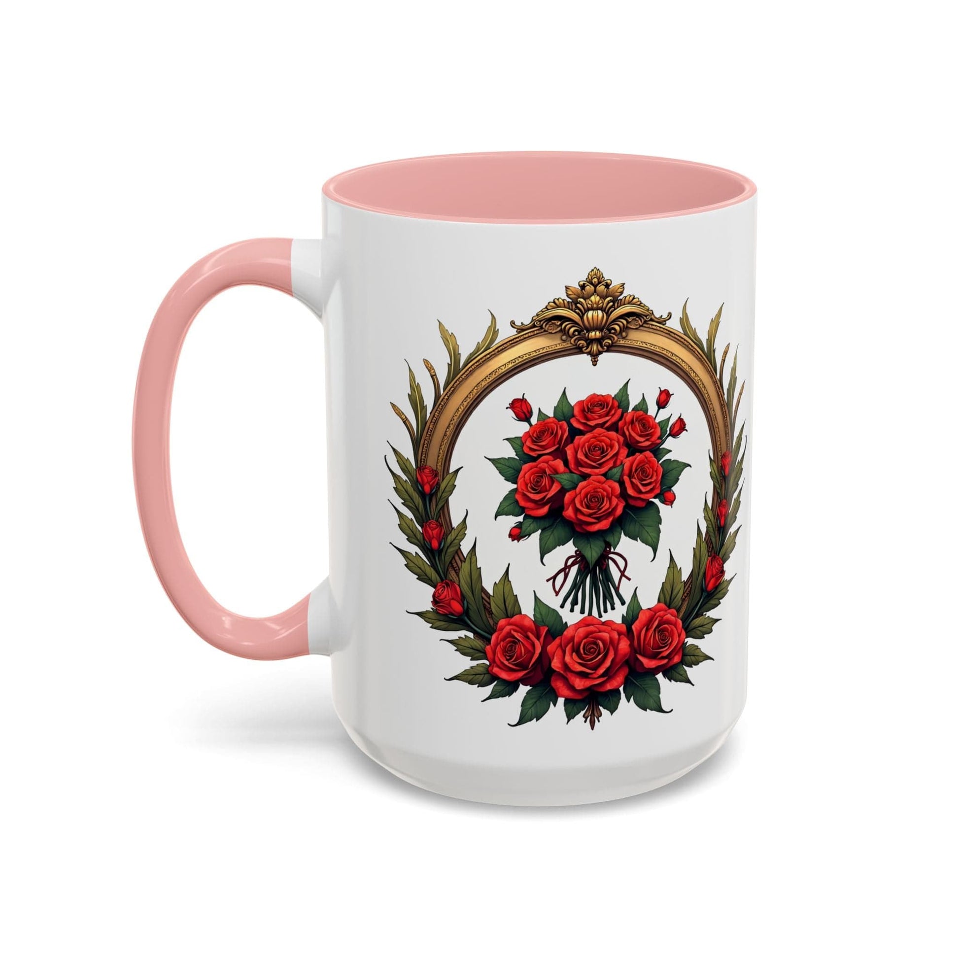 Printify Mug 15oz / Pink Floral Fantasy Mug Bright and Cheerful Gift for Loved Ones Romantic Present Celebrate Lovers Beautiful Moments QR Quote Video Keepsake