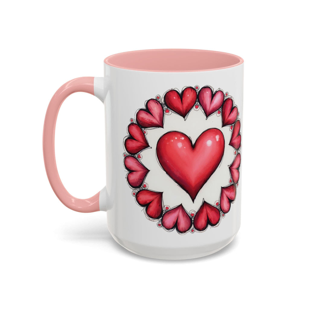 Printify Mug 15oz / Pink Hearts Desire Mug Cherished Friend Lover Gift for Loved Ones Perfect Present for Romantic Relationship Moments QR Quote Video Keepsake