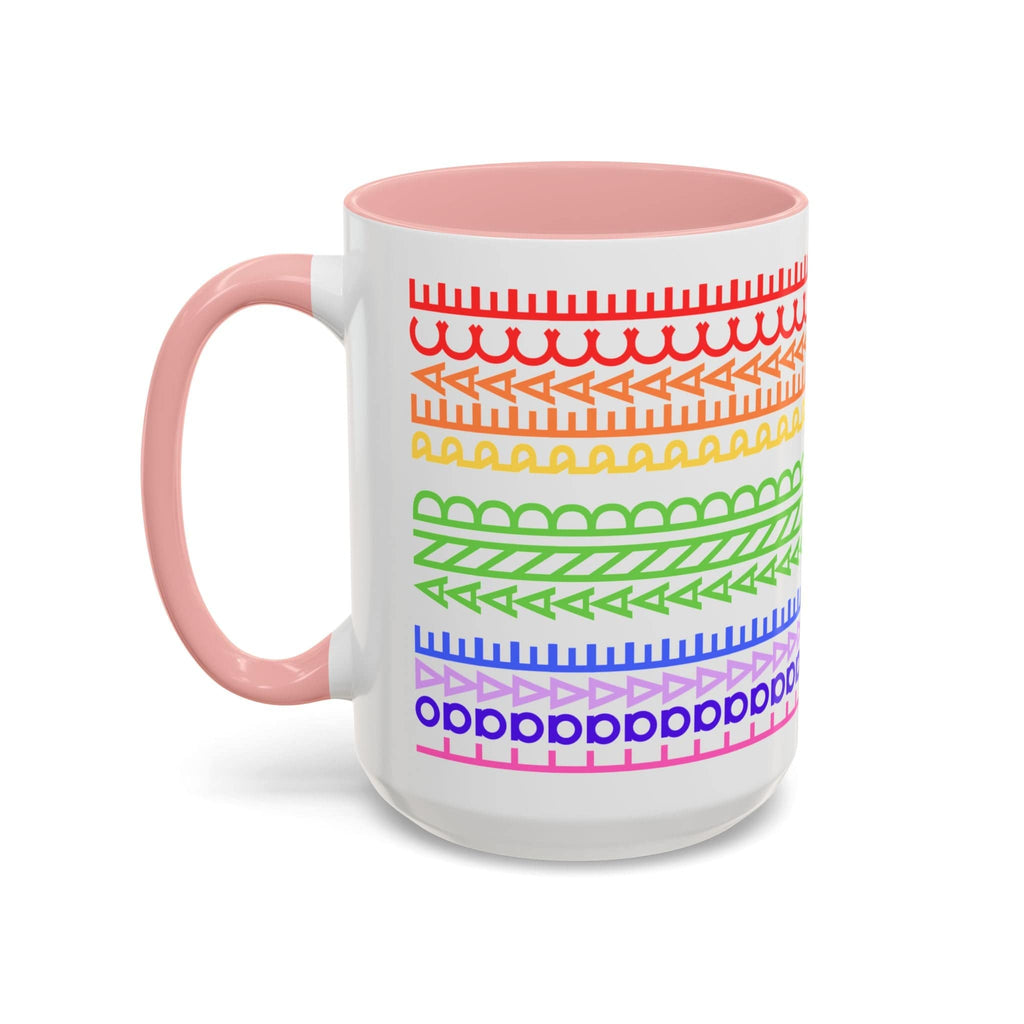 Printify Mug 15oz / Pink Love and Peace Rainbow - Hidden Message Mug