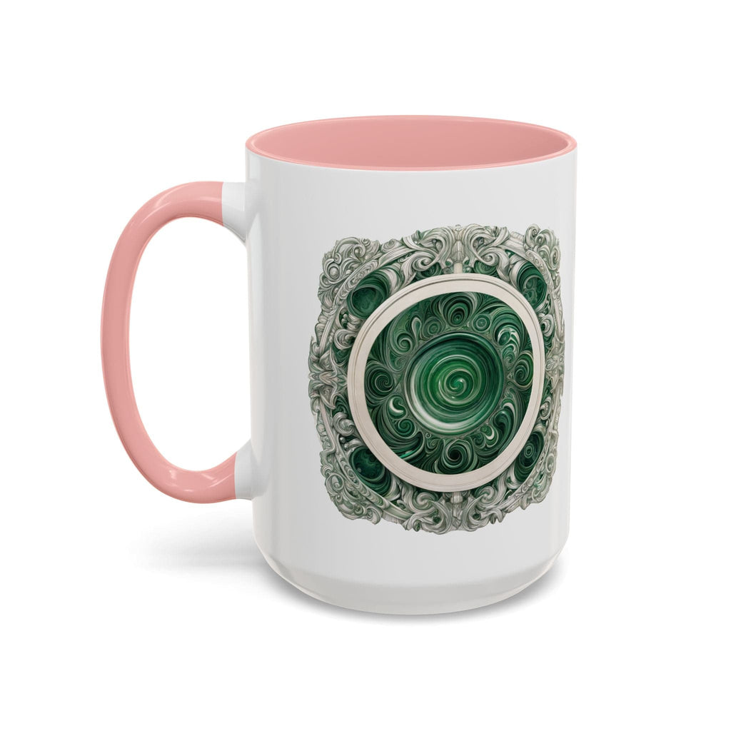 Printify Mug 15oz / Pink Malachite Crystal Coffee Mug with Inspirational Quote and QR Code Beautiful Gemstone Gift for Green Thumbs and Spiritual Lovers
