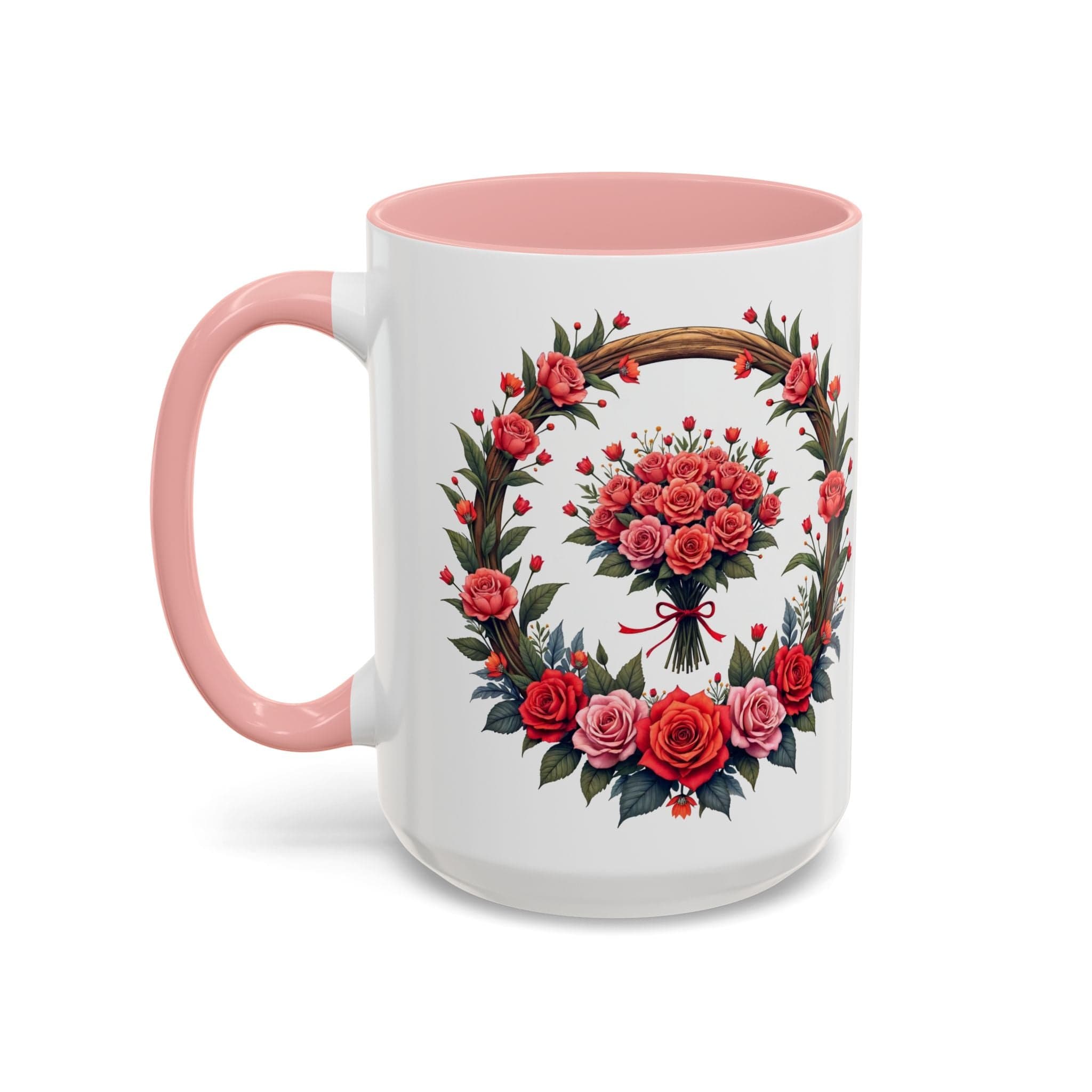 Printify Mug 15oz / Pink Mug - Blooming Love - Love & Romance QR Code Quote Video