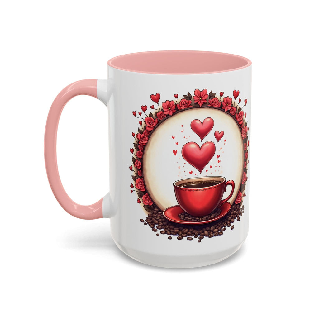 Printify Mug 15oz / Pink Mug - Brew-tiful Love - Love & Fun Mug with QR Code Quote Video
