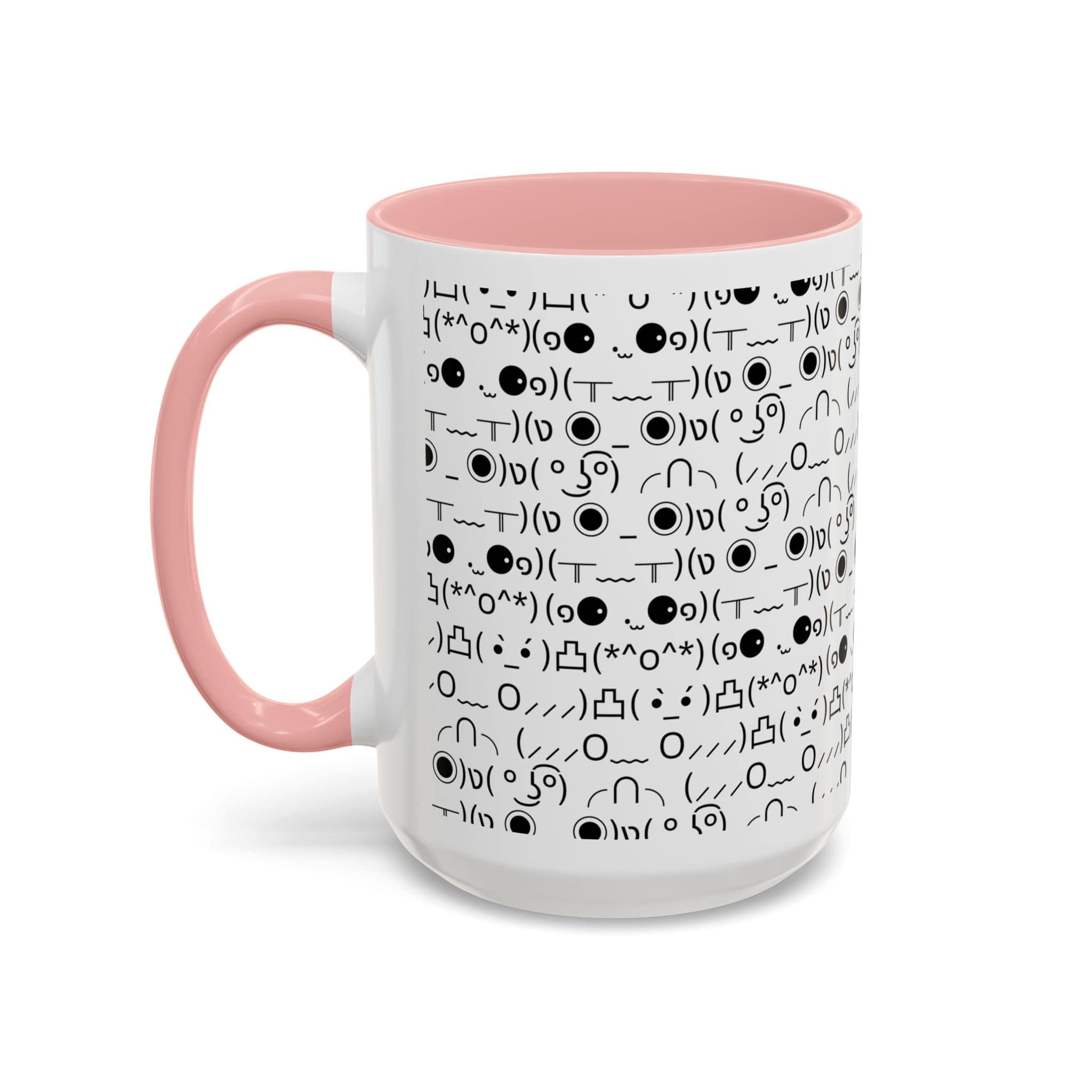 Printify Mug 15oz / Pink Mug - (๑⚈ ․̫ ⚈๑) Emoji- Hidden Message