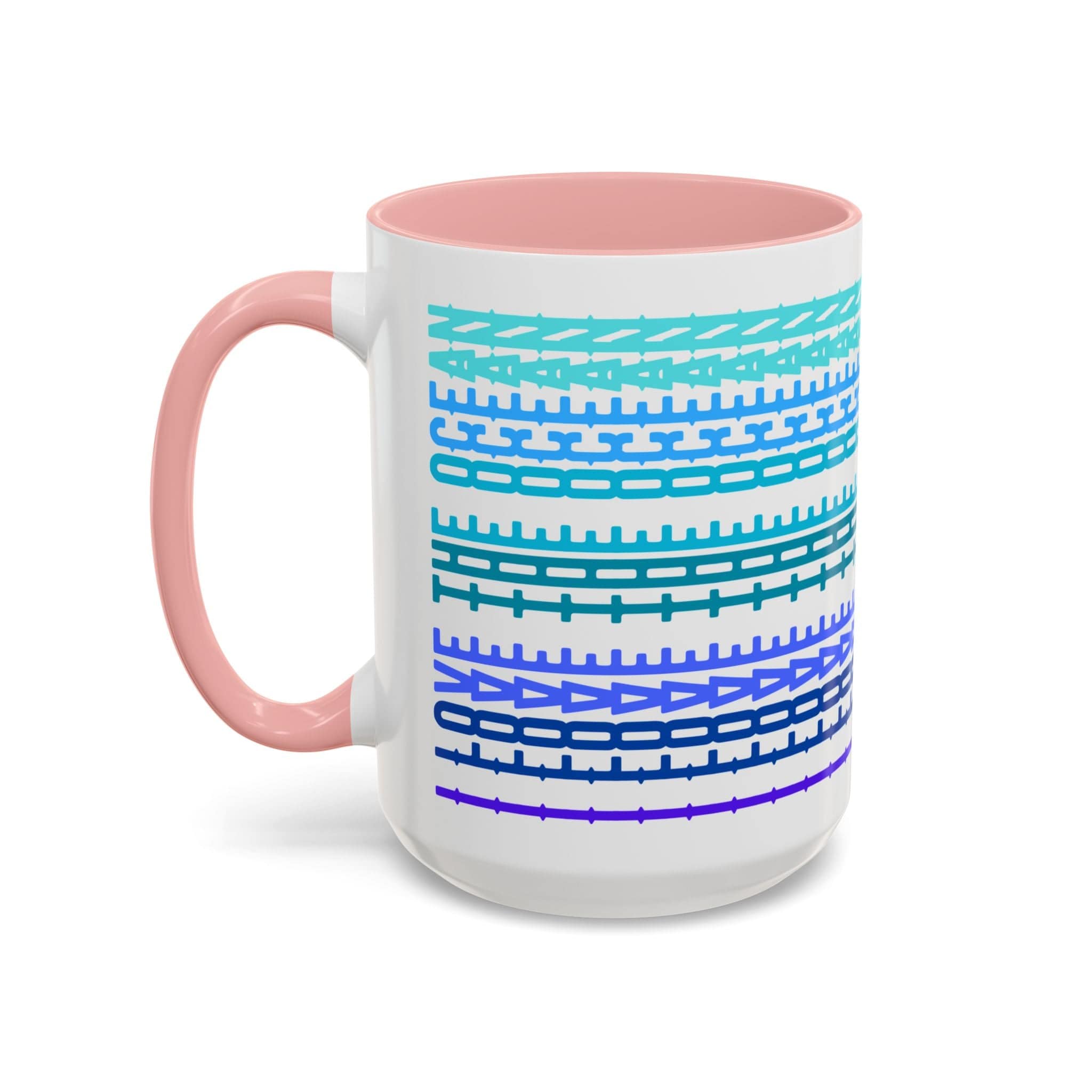 Printify Mug 15oz / Pink Mug - I Love The Ocean - Hidden Message