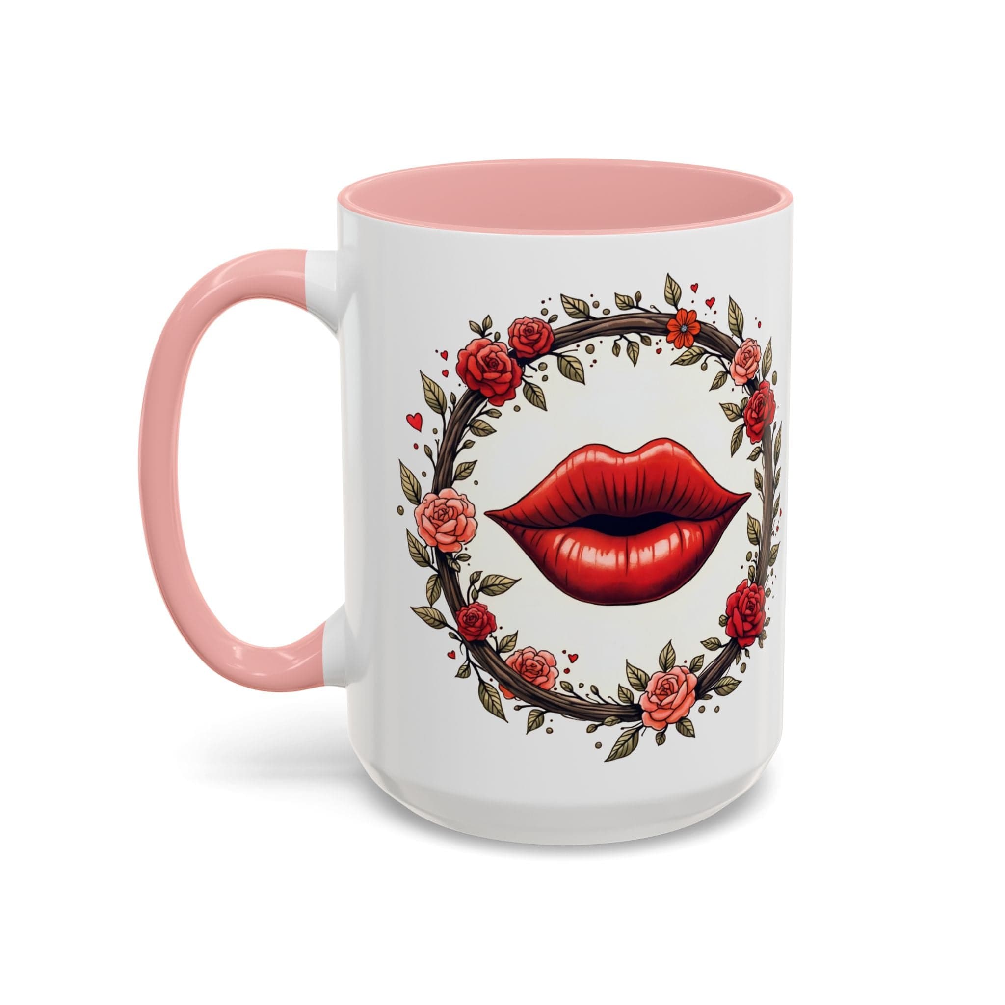 Printify Mug 15oz / Pink Mug - Kiss Me - Love & Romance QR Code Quote Video
