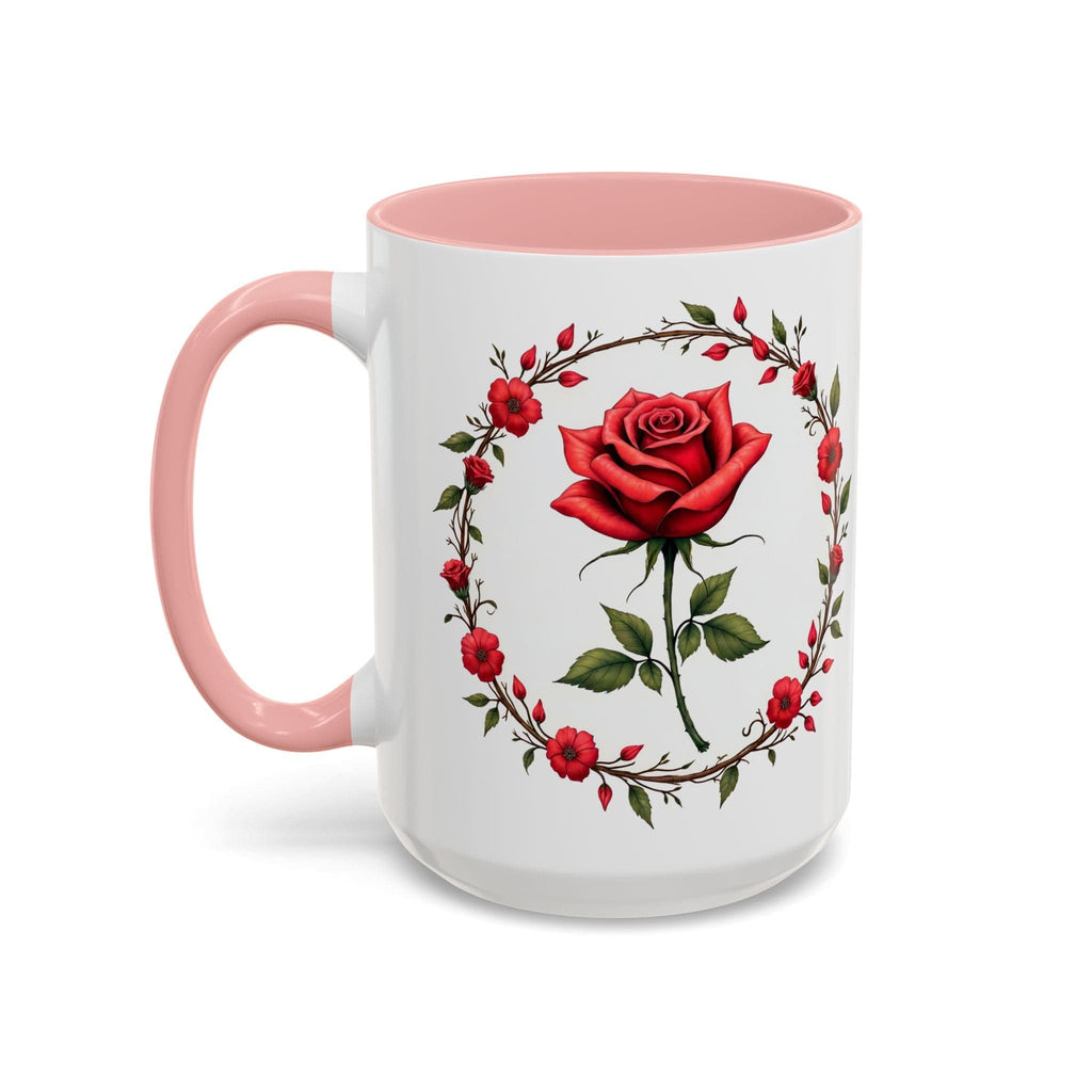Printify Mug 15oz / Pink Mug - Petal Passion - Love & Romance QR Code Quote Video