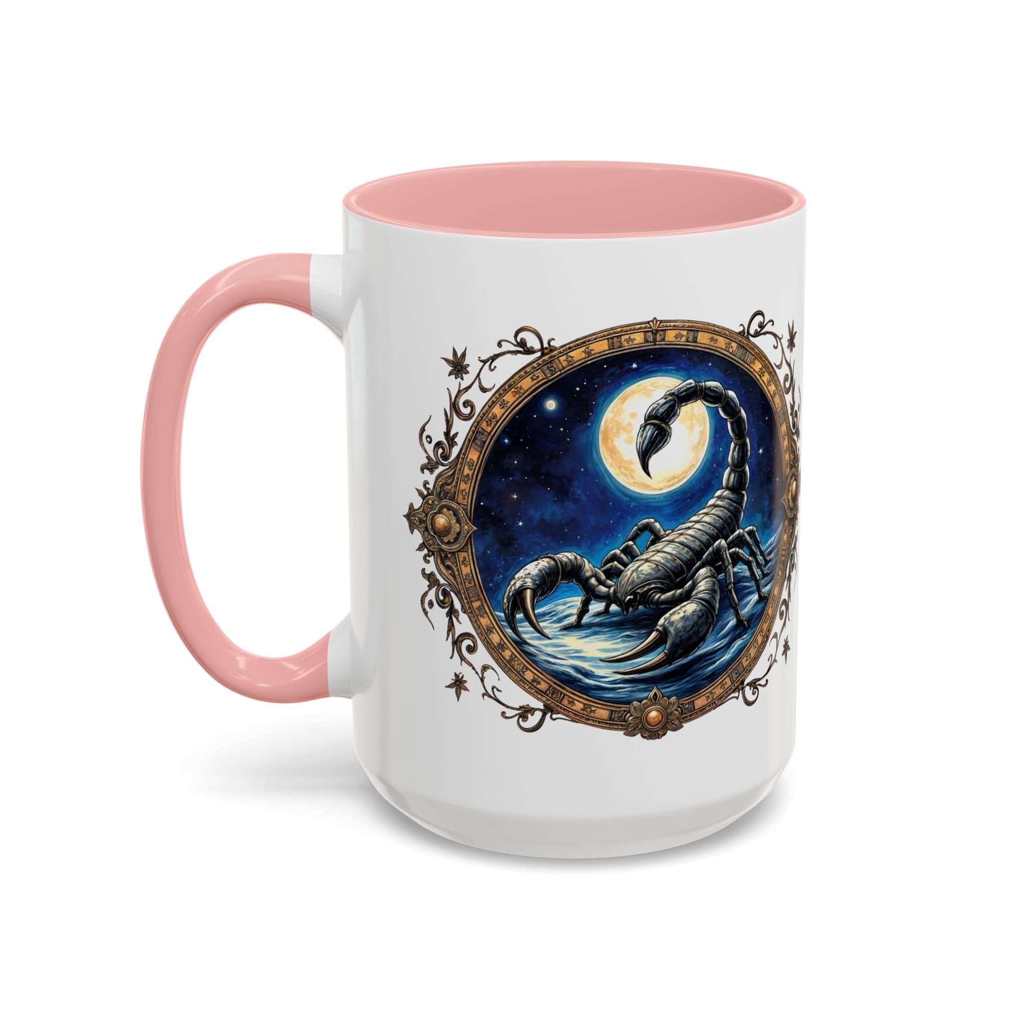 Printify Mug 15oz / Pink Scorpio Zodiac Coffee Mug with Inspirational Quote and Smart QR Code Mysterious Astrology Gift Unique Horoscope Mug for Scorpio Lovers