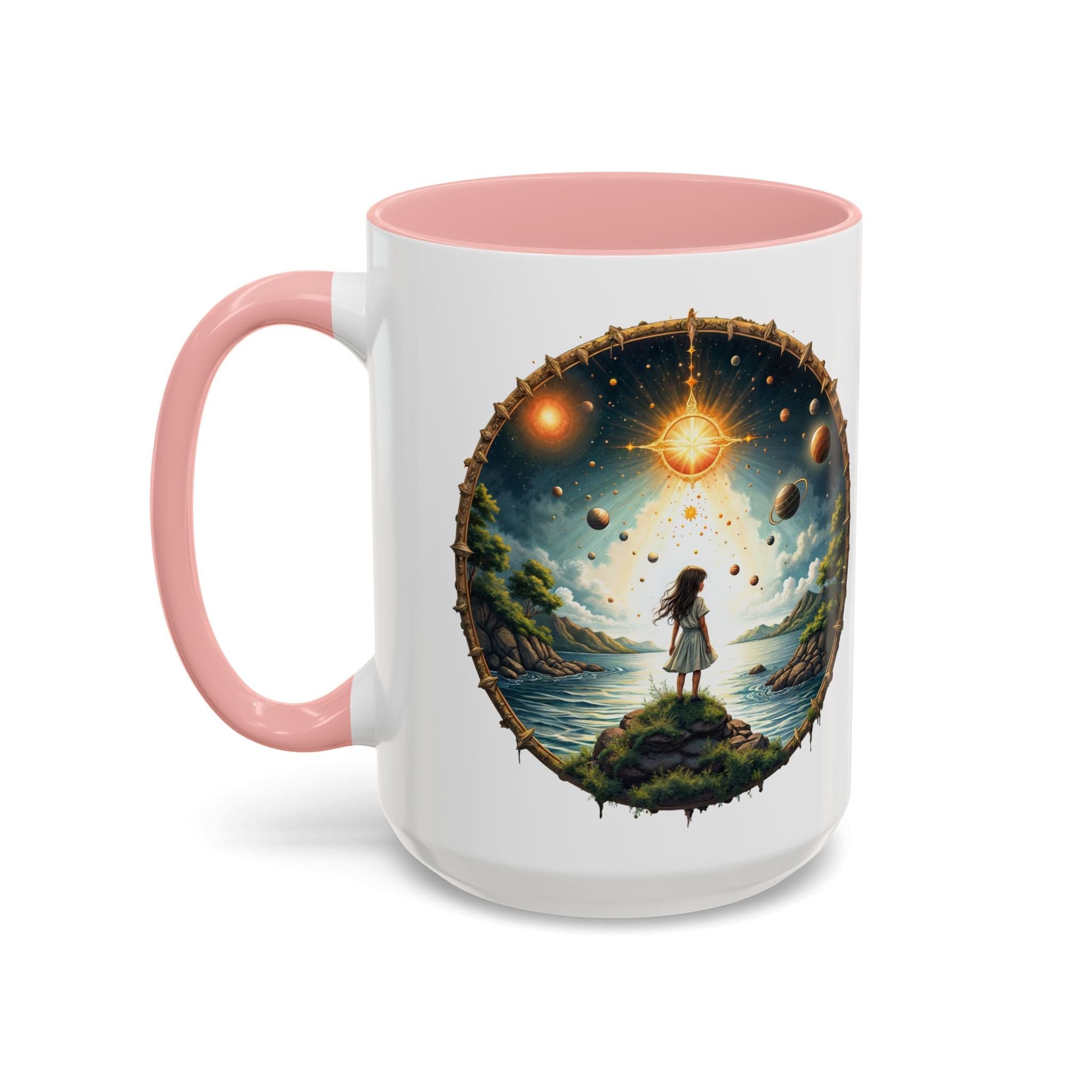 Printify Mug 15oz / Pink UFO Coffee Mug with Exploring the Final Frontier Quote - Space Enthusiasts Who Enjoy Unique Gifts Hilarious Space Puns QR Code Quote Video