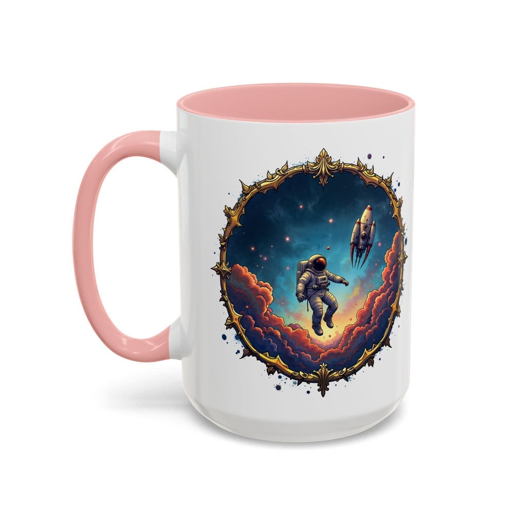 Printify Mug 15oz / Pink UFO Coffee Mug with Happy Hour Quotes for Intergalactic Travelers - Who Love Quirky Gift Funny Space-Themed Puns for All QR Code Quote Video