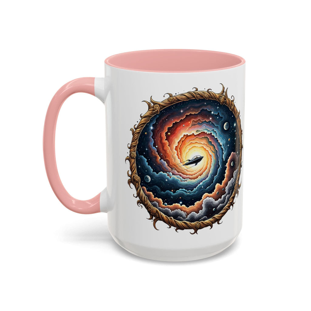 Printify Mug 15oz / Pink UFO Coffee Mug with Humorous Alien Quote - for Skeptical Science Lover Who Enjoy Unique Quirky Gift Hilarious Space Joke QR Code Quote Video