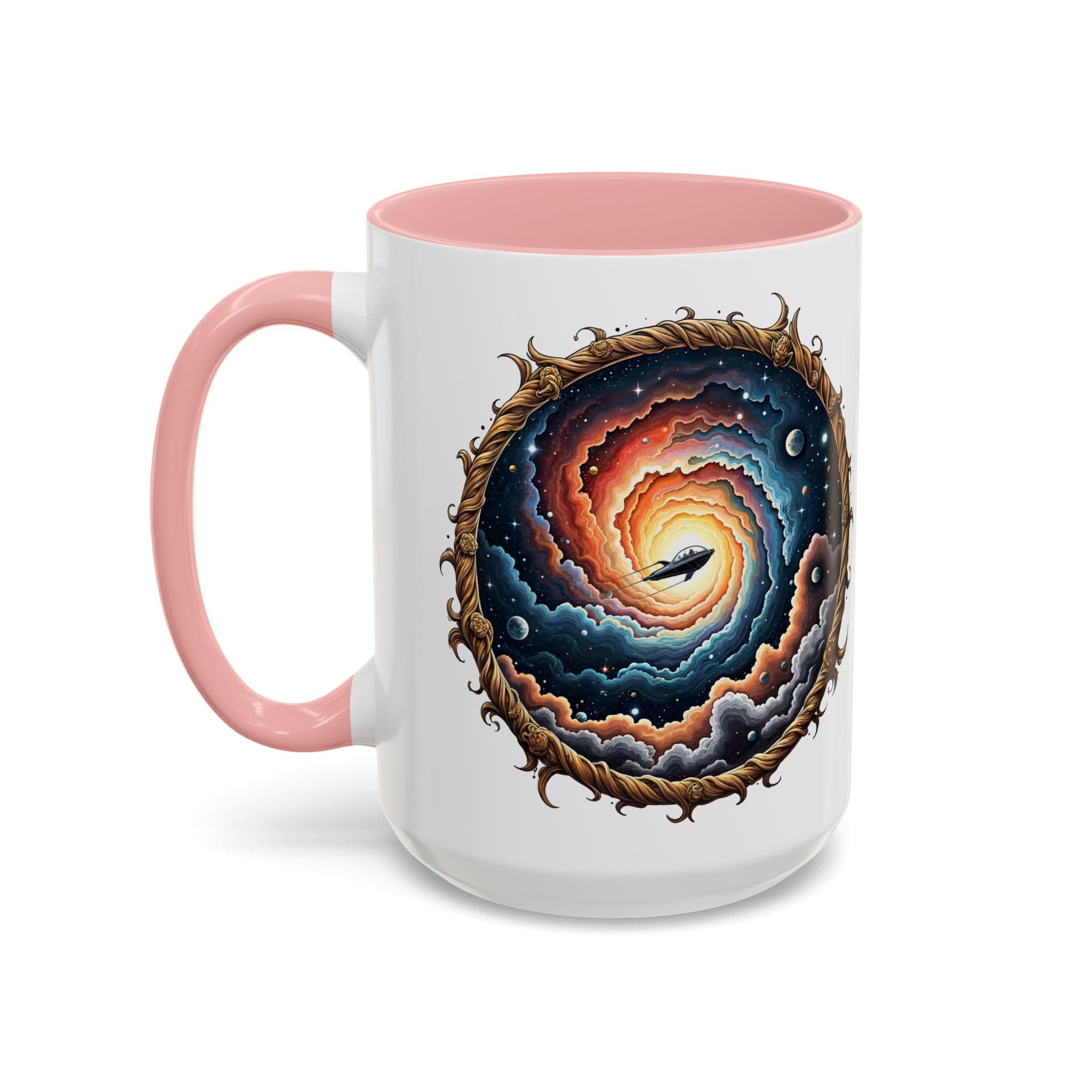 Printify Mug 15oz / Pink UFO Coffee Mug with Humorous Alien Quote - for Skeptical Science Lover Who Enjoy Unique Quirky Gift Hilarious Space Joke QR Code Quote Video