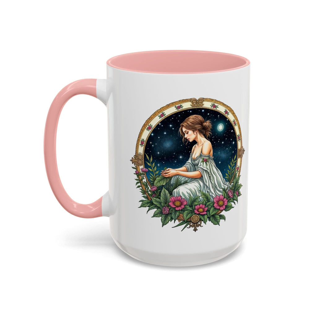 Printify Mug 15oz / Pink Virgo Zodiac Coffee Mug with Inspirational Quote and Smart QR Code Elegant Astrology Gift Unique Horoscope Mug for Virgo Lovers