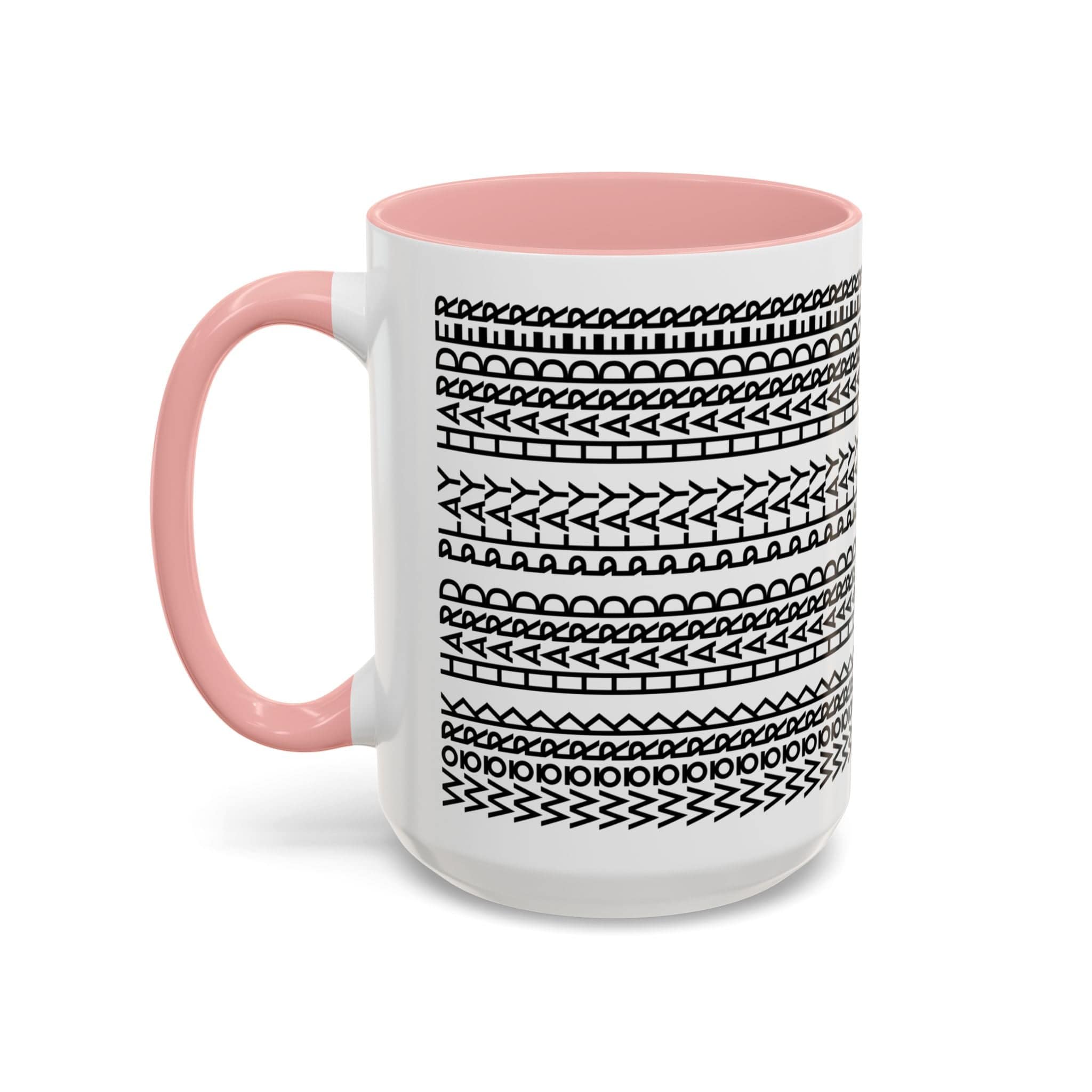 Printify Mug 15oz / Pink Work Hard Play Harder - Hidden Message Mug