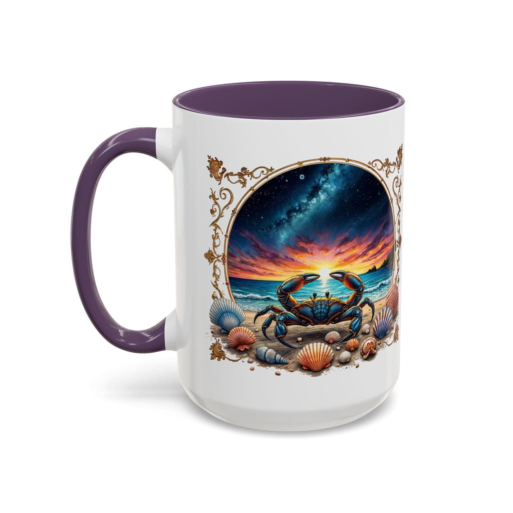 Printify Mug 15oz / Purple Cancer Zodiac Coffee Mug with Inspirational Quote and Smart QR Code Nurturing Astrology Gift Personalized Horoscope Mug for Cancer Fans