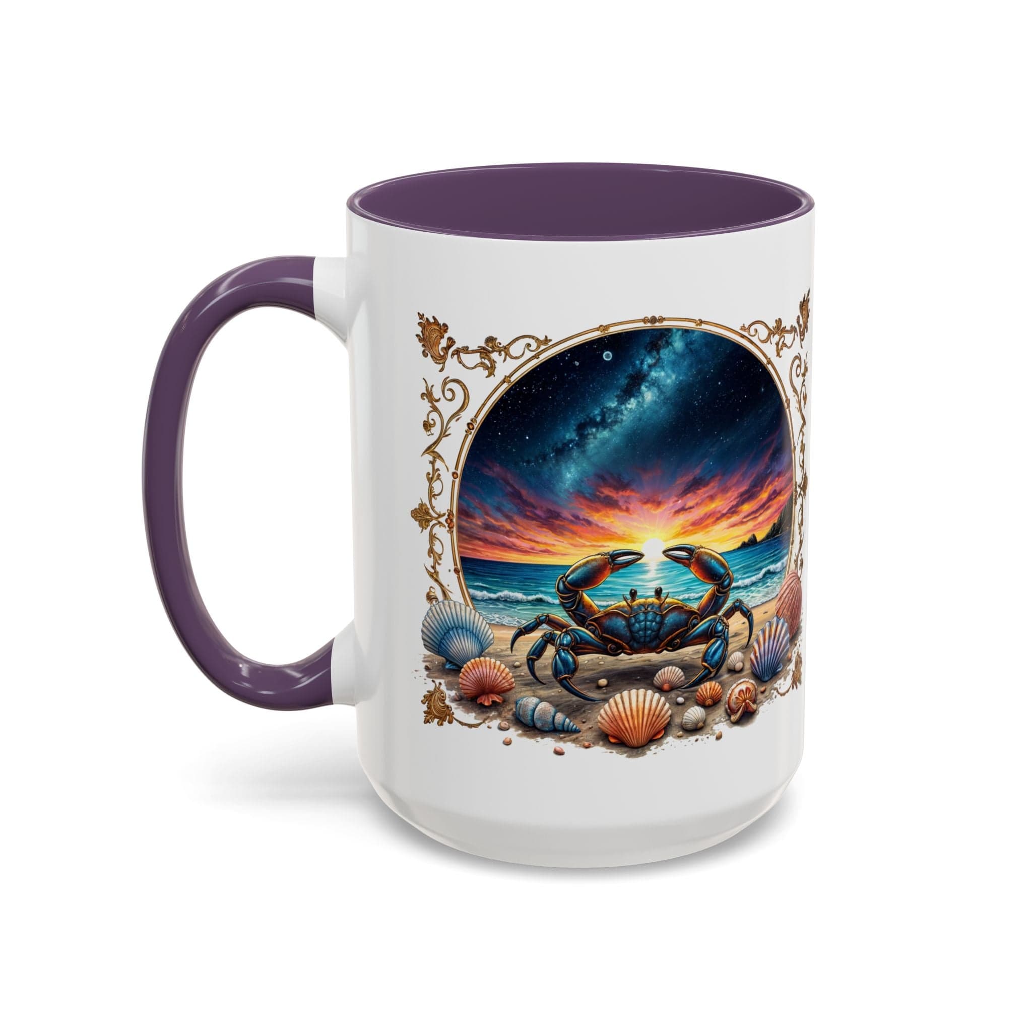 Printify Mug 15oz / Purple Cancer Zodiac Coffee Mug with Inspirational Quote and Smart QR Code Nurturing Astrology Gift Personalized Horoscope Mug for Cancer Fans