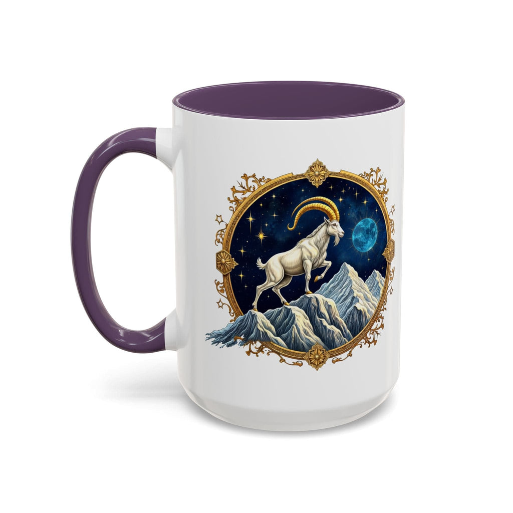 Printify Mug 15oz / Purple Capricorn Zodiac Coffee Mug with Inspirational Quote and Smart QR Code Perfect Astrology Gift Unique Capricorn Horoscope Mug for Enthusiasts
