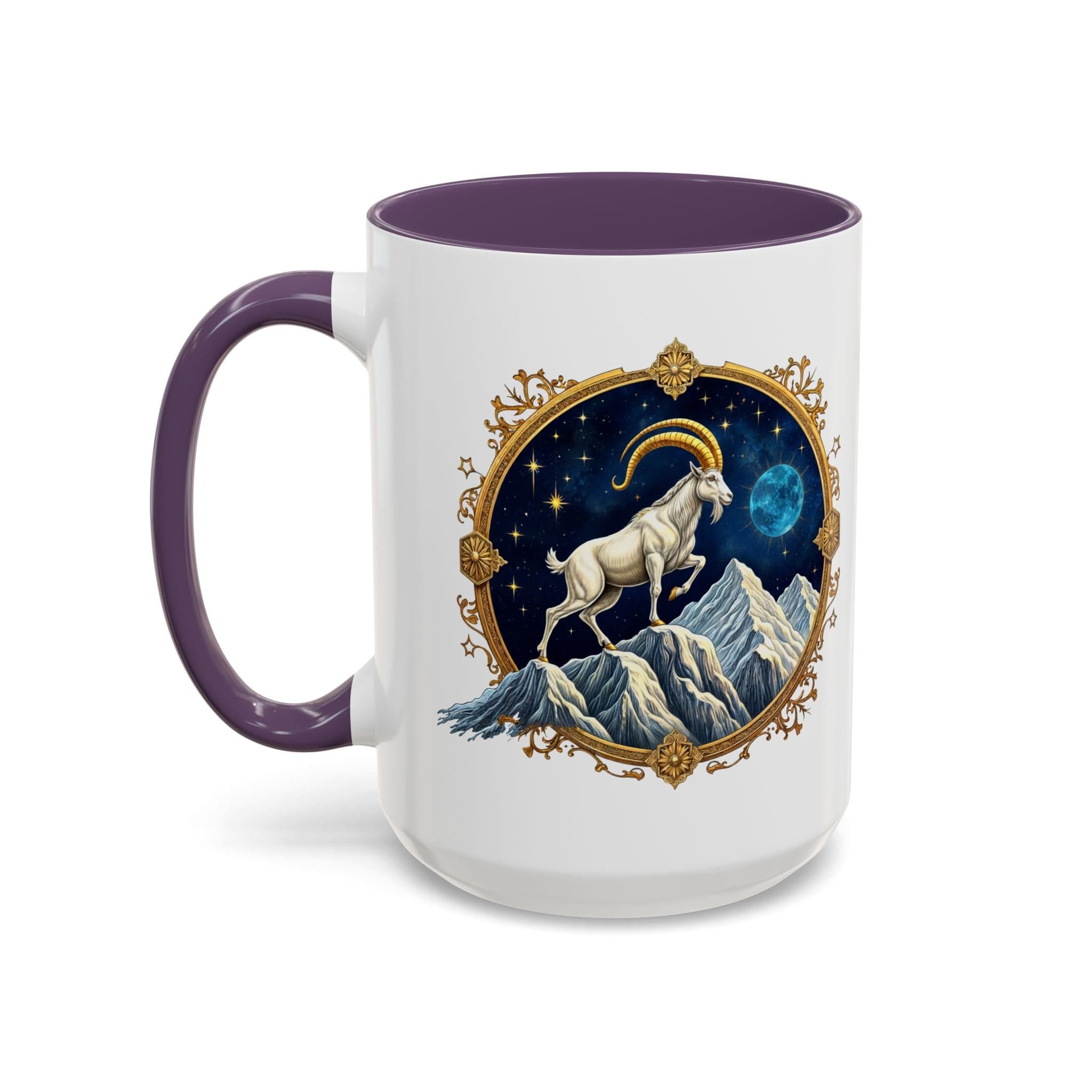 Printify Mug 15oz / Purple Capricorn Zodiac Coffee Mug with Inspirational Quote and Smart QR Code Perfect Astrology Gift Unique Capricorn Horoscope Mug for Enthusiasts
