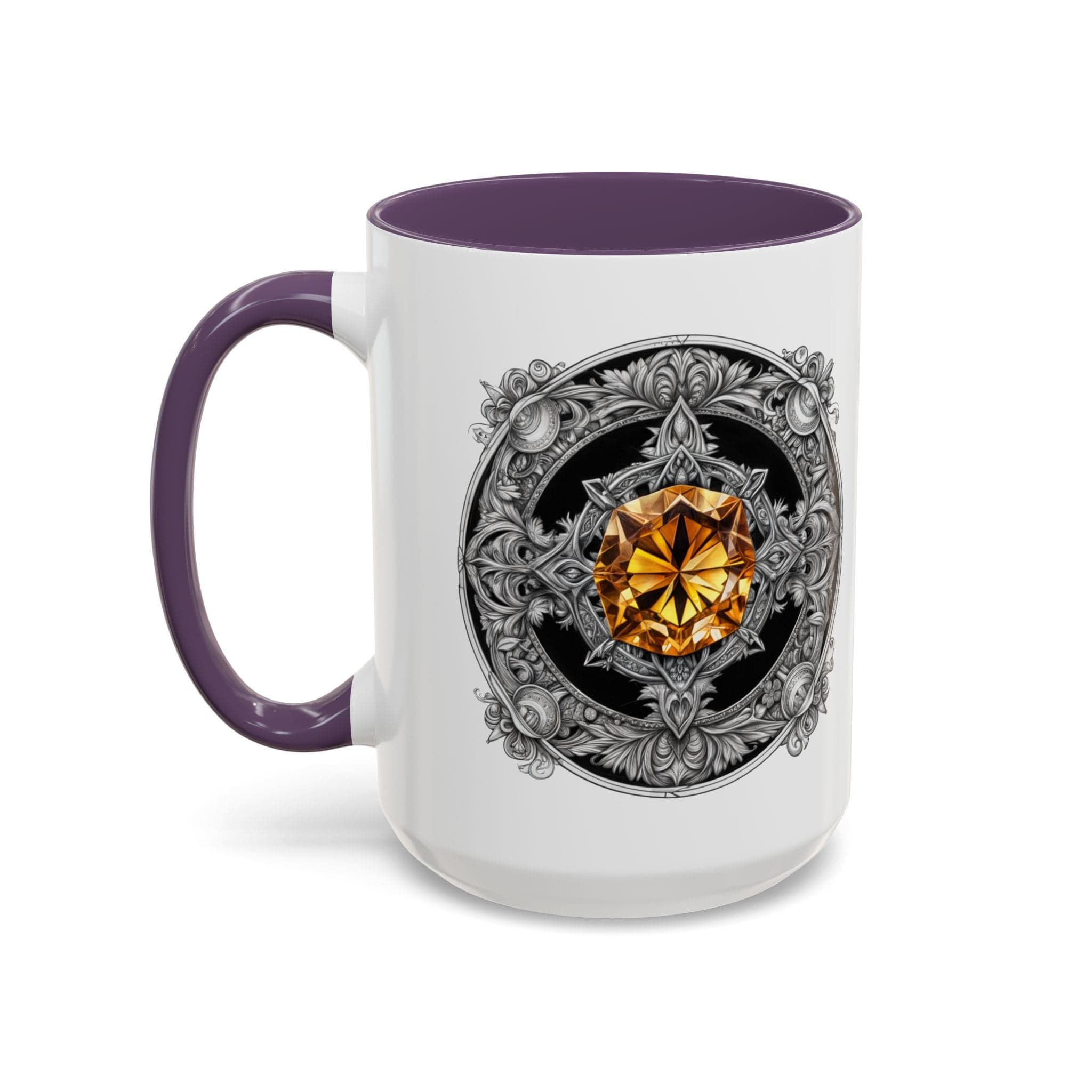 Printify Mug 15oz / Purple Citrine Crystal Coffee Mug with Positive Quote and QR Code for Motivational Video Ideal Gift for Gemstone Optimists and Dreamers