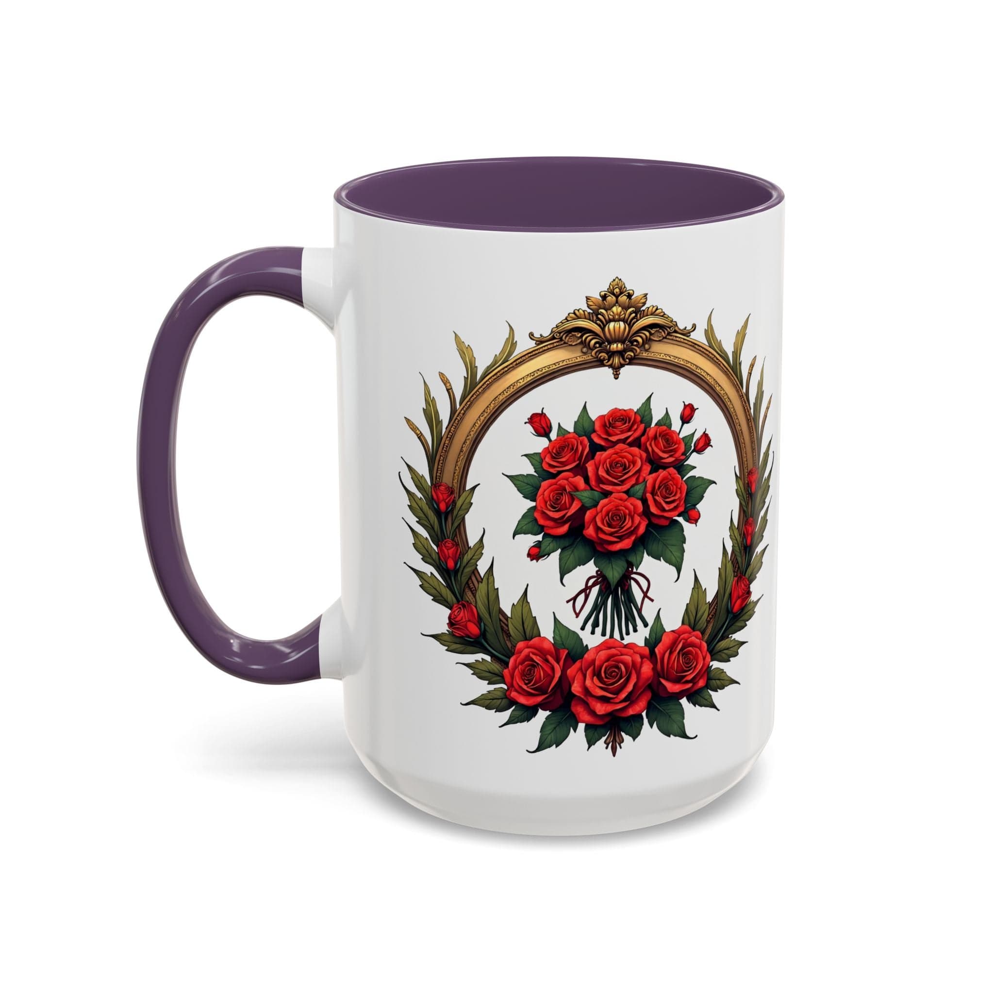 Printify Mug 15oz / Purple Floral Fantasy Mug Bright and Cheerful Gift for Loved Ones Romantic Present Celebrate Lovers Beautiful Moments QR Quote Video Keepsake