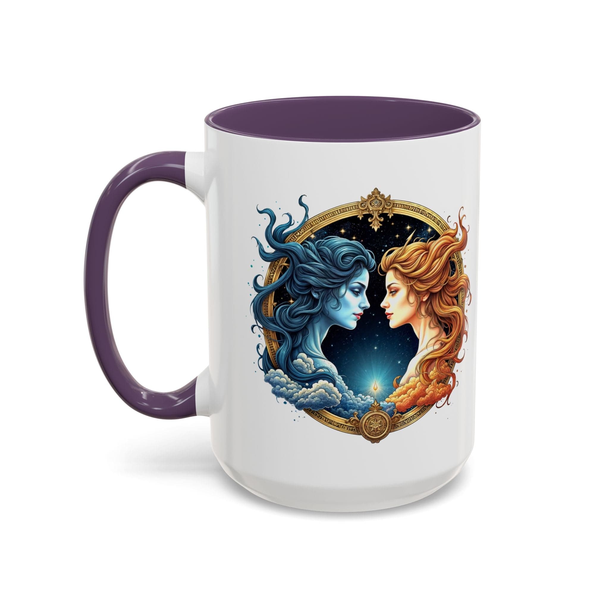 Printify Mug 15oz / Purple Gemini Zodiac Coffee Mug with Inspirational Quote and Smart QR Code Fun Astrology Gift Unique Horoscope Mug for Gemini Lovers