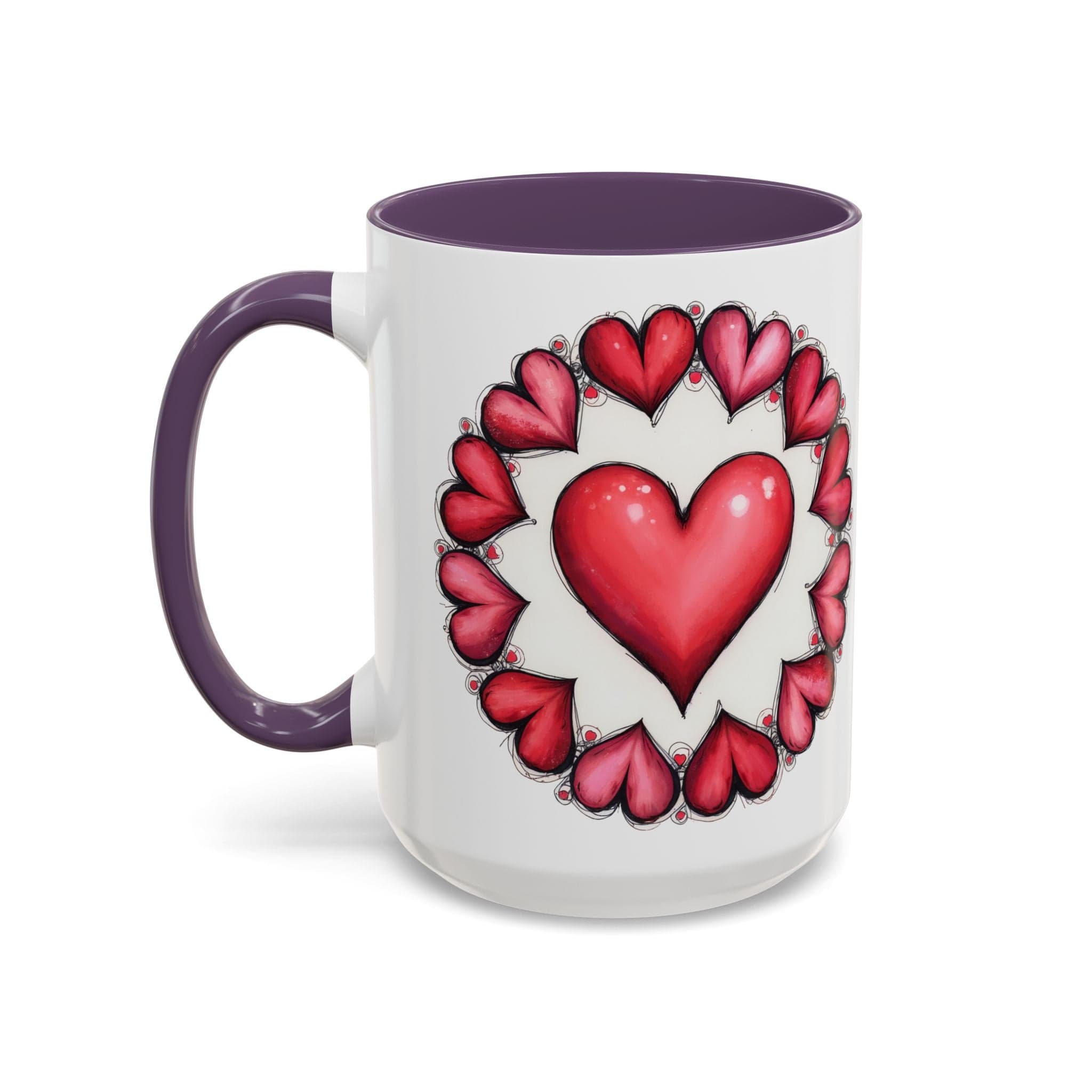 Printify Mug 15oz / Purple Hearts Desire Mug Cherished Friend Lover Gift for Loved Ones Perfect Present for Romantic Relationship Moments QR Quote Video Keepsake