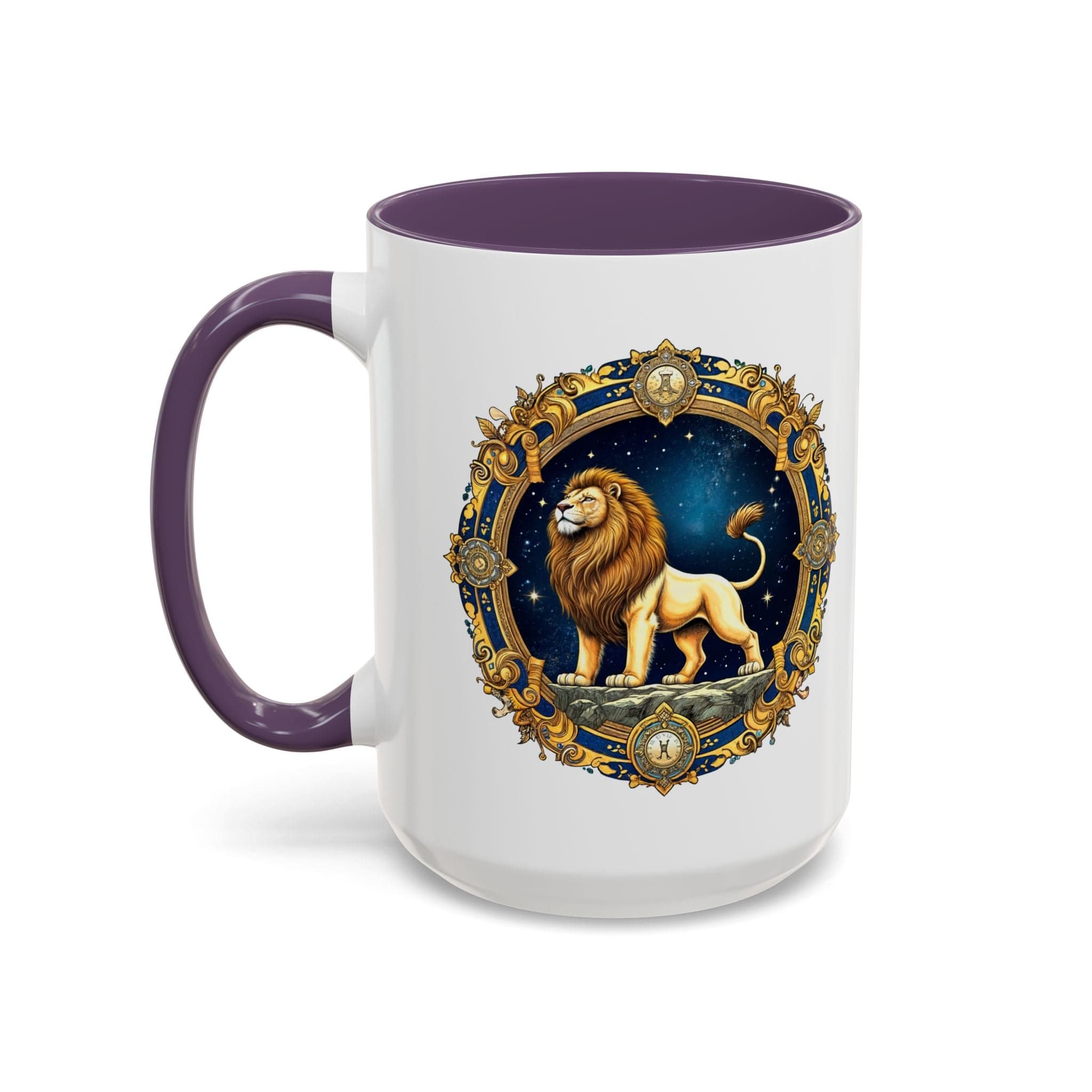 Printify Mug 15oz / Purple Leo Zodiac Coffee Mug with Inspirational Quote and Smart QR Code Bold Astrology Gift Custom Horoscope Lovers Mug for Leo Enthusiasts
