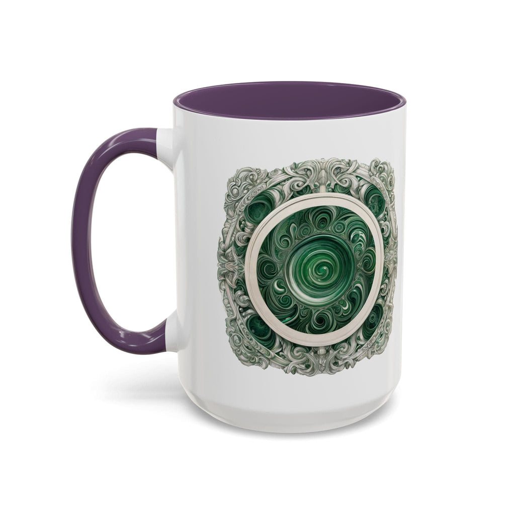 Printify Mug 15oz / Purple Malachite Crystal Coffee Mug with Inspirational Quote and QR Code Beautiful Gemstone Gift for Green Thumbs and Spiritual Lovers