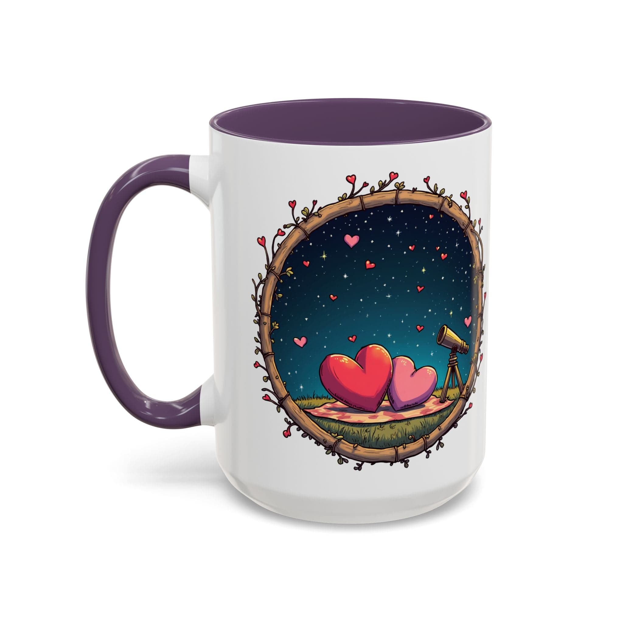 Printify Mug 15oz / Purple Mug - Astrological Love - Love & Fun Mug with QR Code Quote Video