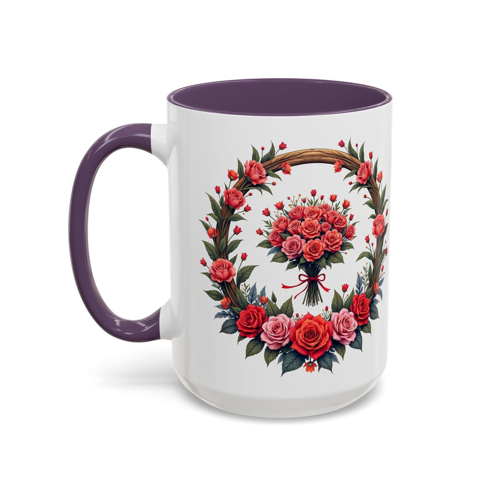 Printify Mug 15oz / Purple Mug - Blooming Love - Love & Romance QR Code Quote Video