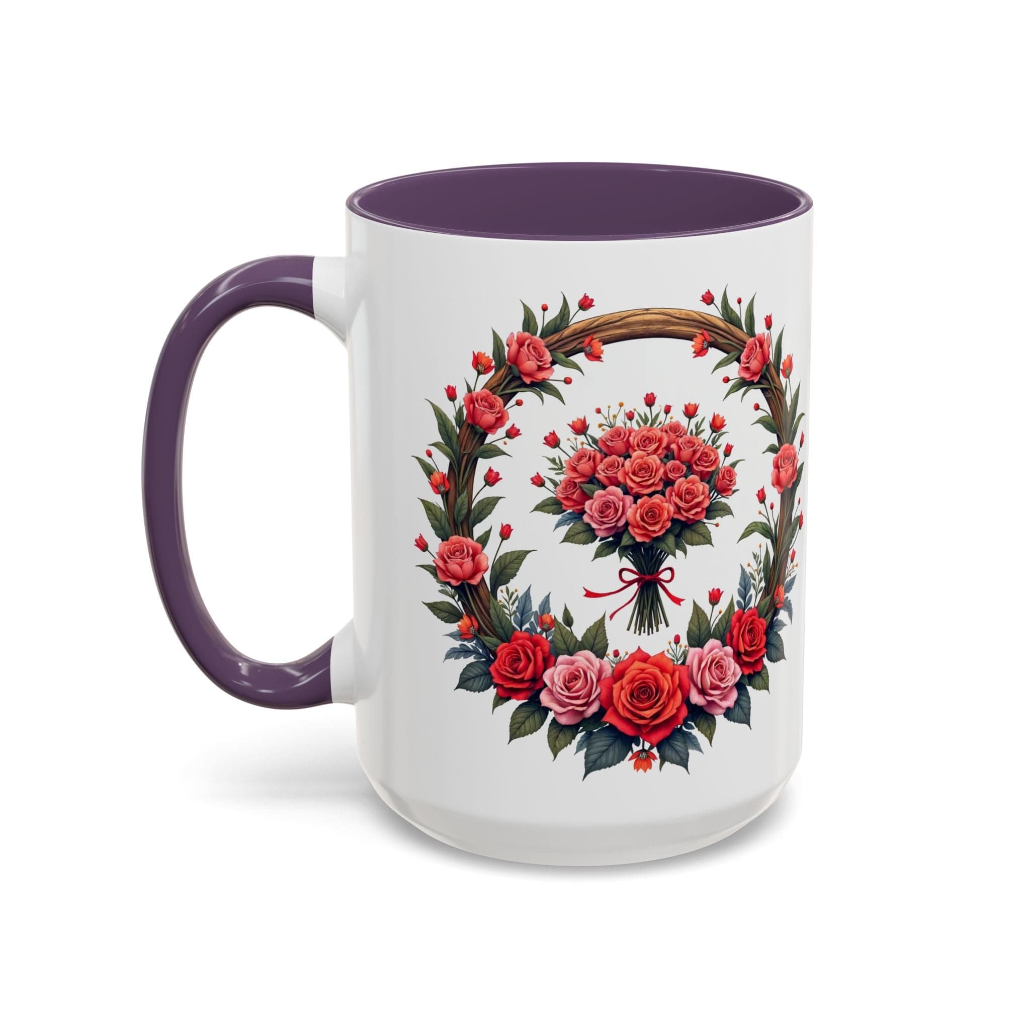 Printify Mug 15oz / Purple Mug - Blooming Love - Love & Romance QR Code Quote Video