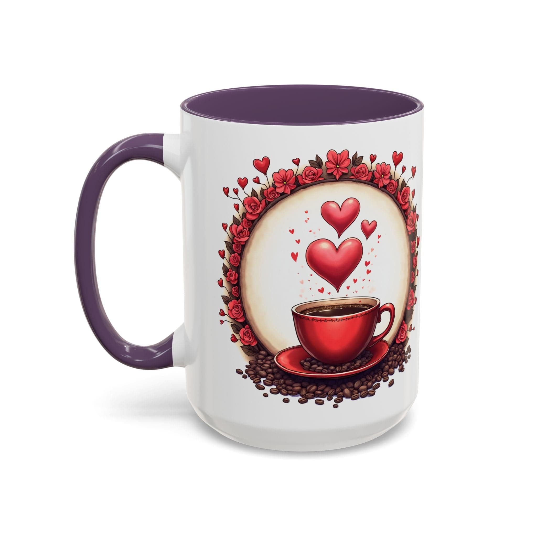 Printify Mug 15oz / Purple Mug - Brew-tiful Love - Love & Fun Mug with QR Code Quote Video
