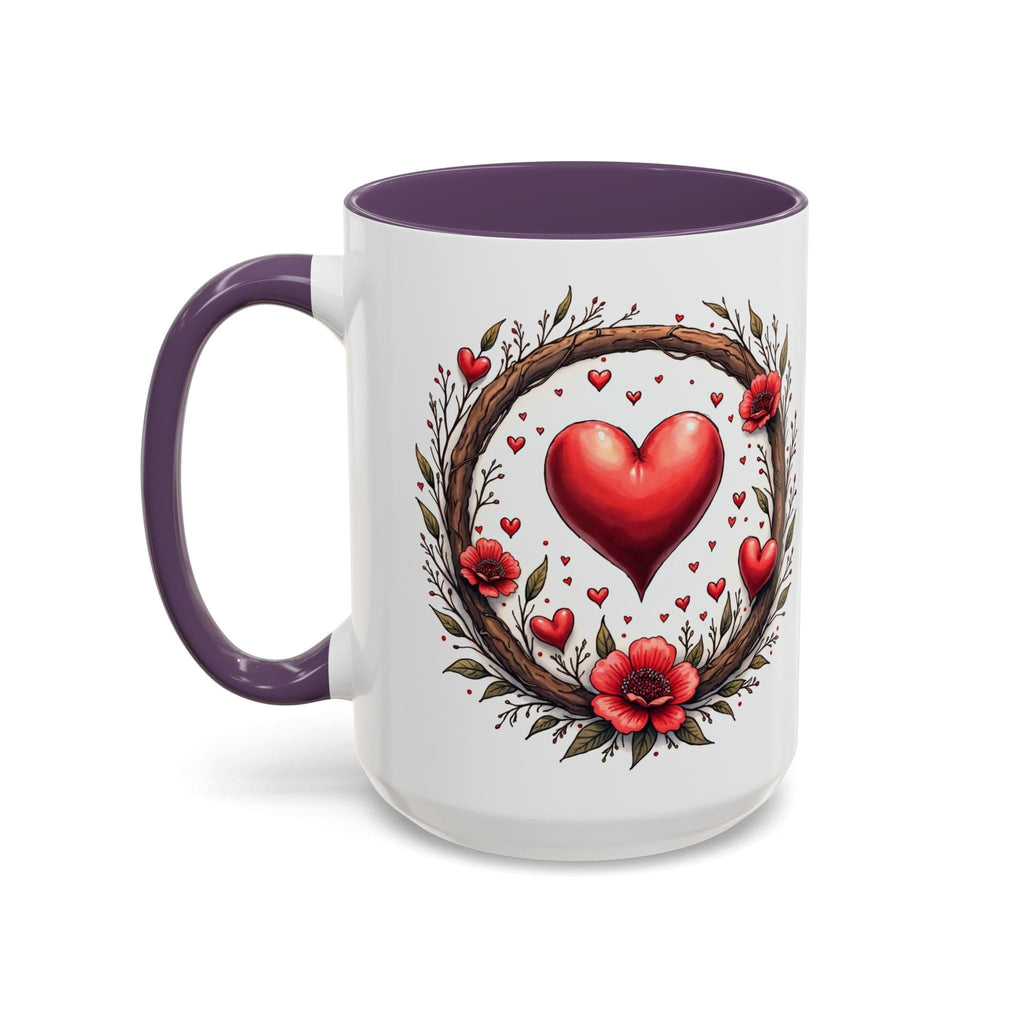 Printify Mug 15oz / Purple Mug - Heartbeat Harmony - Love & Romance QR Code Quote Video