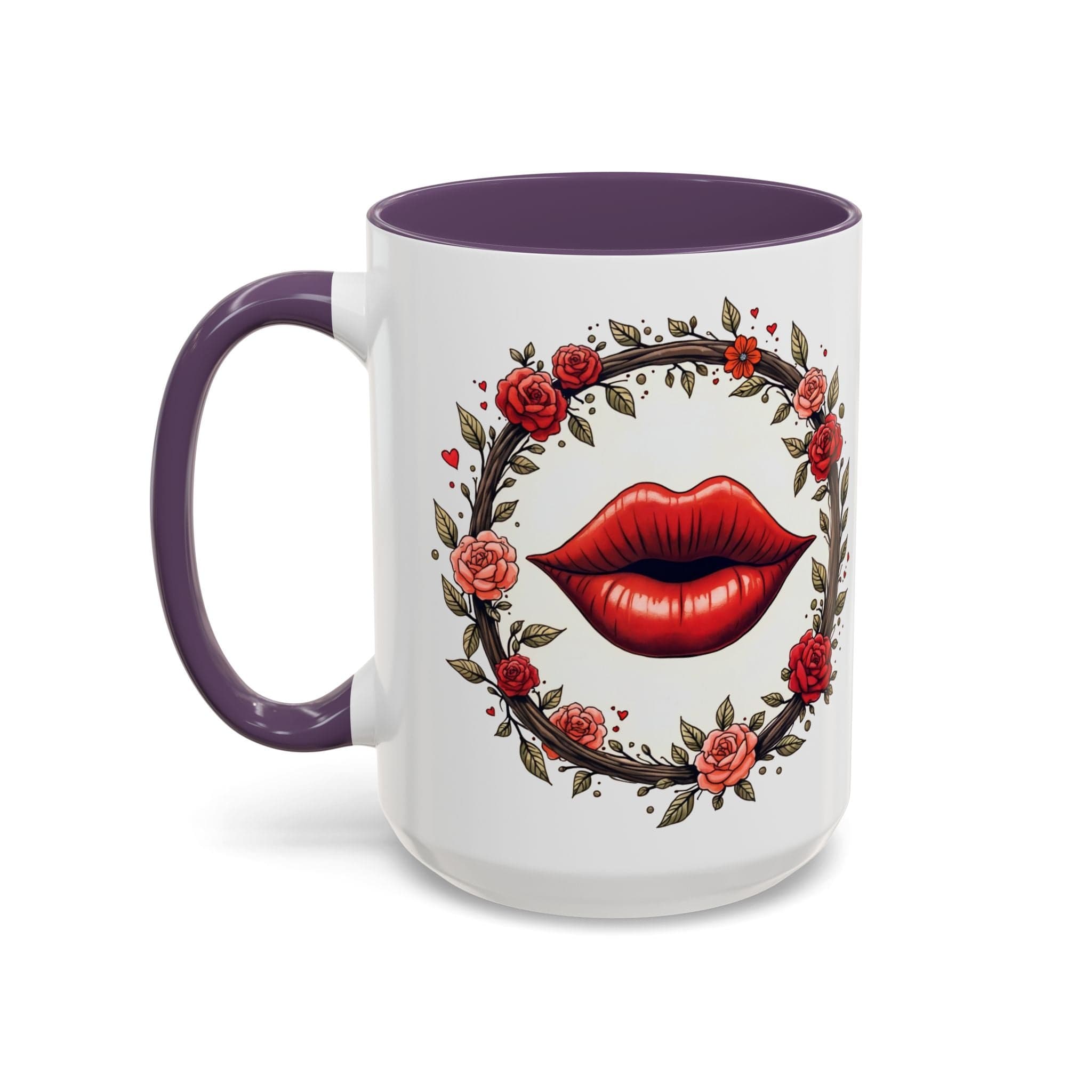 Printify Mug 15oz / Purple Mug - Kiss Me - Love & Romance QR Code Quote Video