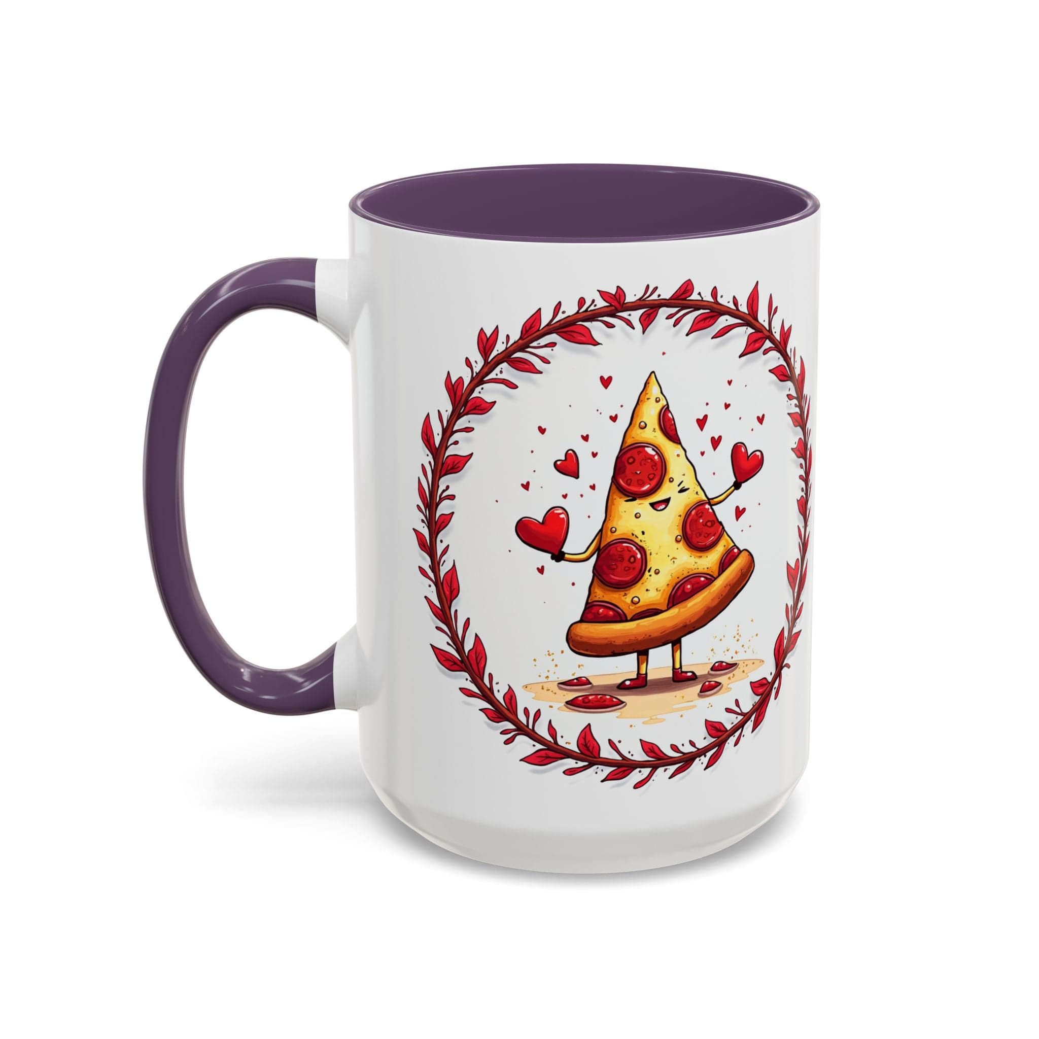 Printify Mug 15oz / Purple Mug - Love at First Bite - Love & Fun Mug with QR Code Quote Video