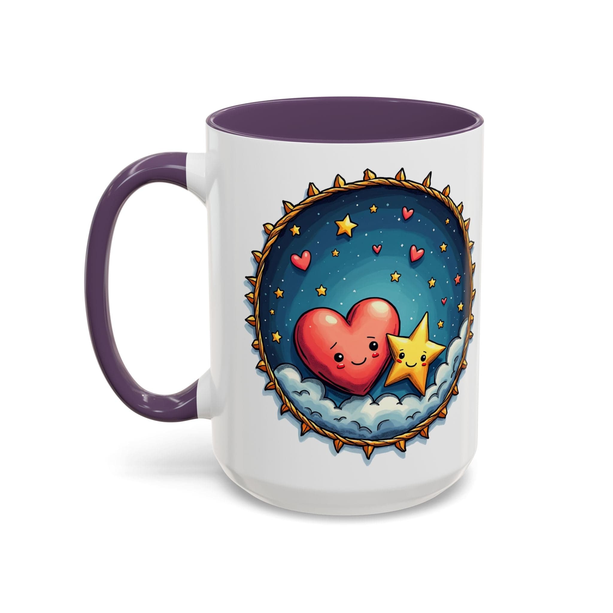 Printify Mug 15oz / Purple Mug - Sparks of Love - Love & Fun Mug with QR Code Quote Video