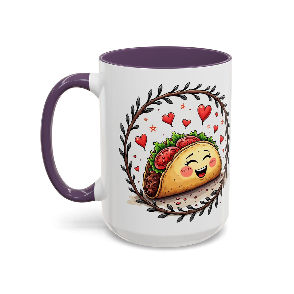 Printify Mug 15oz / Purple Mug - Taco 'Bout Love - Love & Fun Mug with QR Code Quote Video