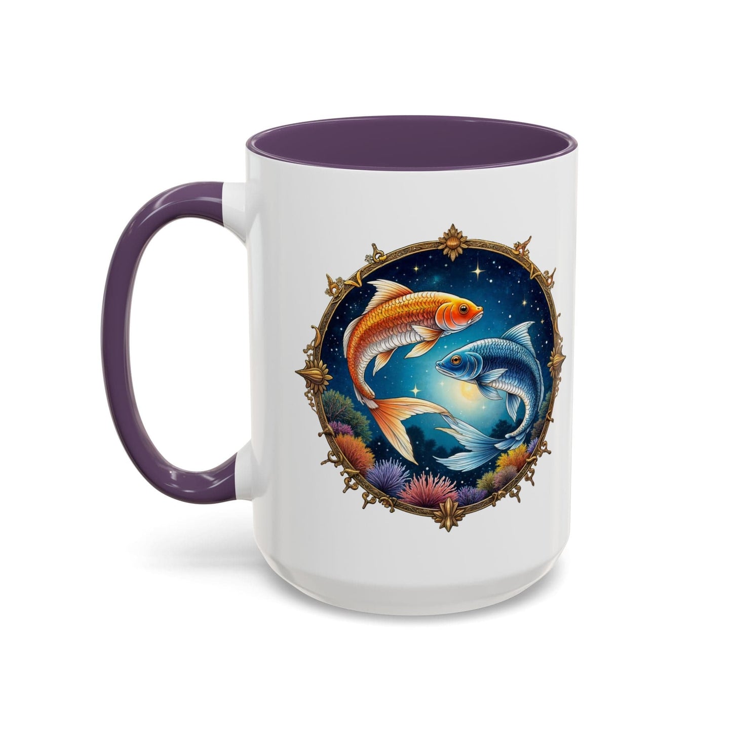 Printify Mug 15oz / Purple Pisces Zodiac Coffee Mug with Inspirational Quote and Smart QR Code Dreamy Astrology Gift Custom Horoscope Mug for Pisces Fans