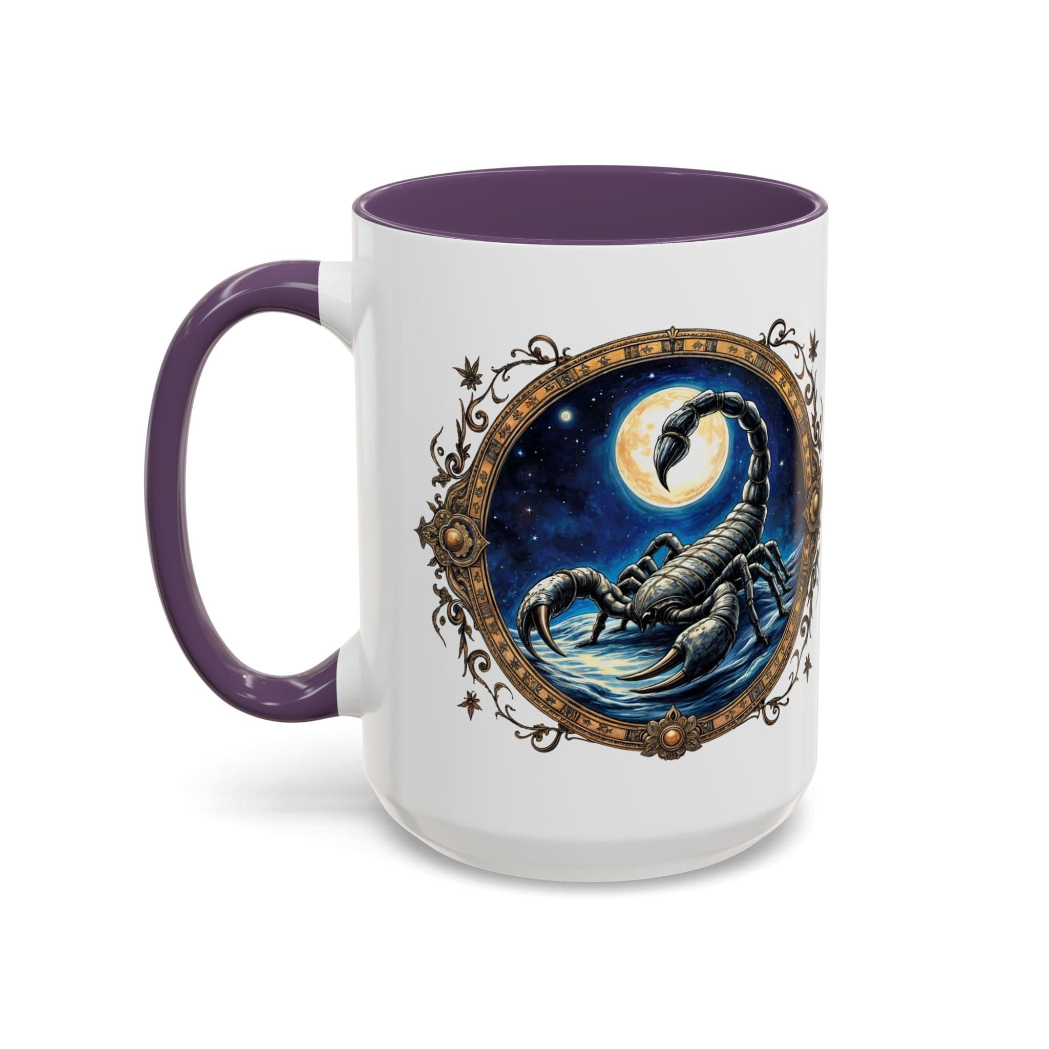 Printify Mug 15oz / Purple Scorpio Zodiac Coffee Mug with Inspirational Quote and Smart QR Code Mysterious Astrology Gift Unique Horoscope Mug for Scorpio Lovers