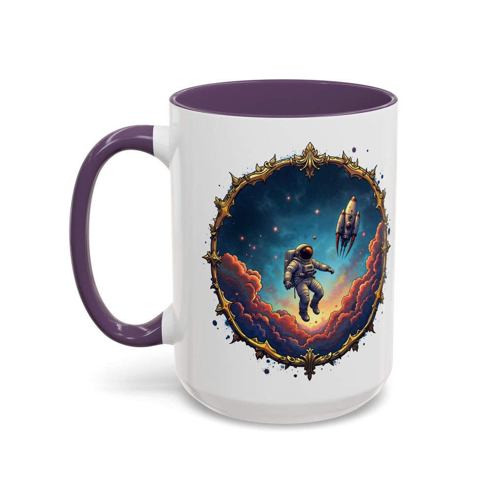 Printify Mug 15oz / Purple UFO Coffee Mug with Happy Hour Quotes for Intergalactic Travelers - Who Love Quirky Gift Funny Space-Themed Puns for All QR Code Quote Video