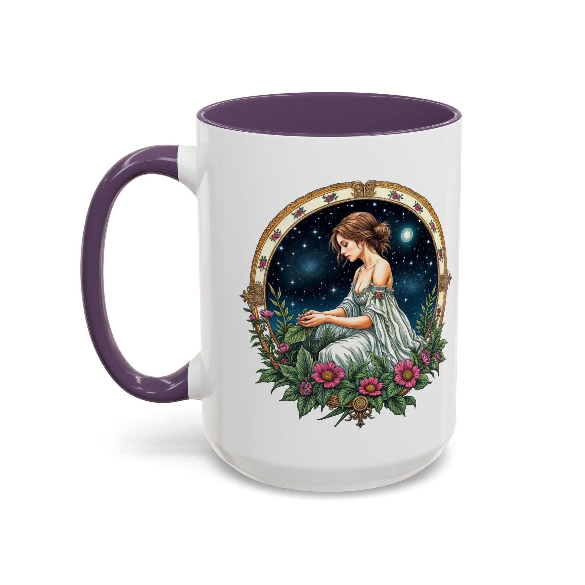 Printify Mug 15oz / Purple Virgo Zodiac Coffee Mug with Inspirational Quote and Smart QR Code Elegant Astrology Gift Unique Horoscope Mug for Virgo Lovers