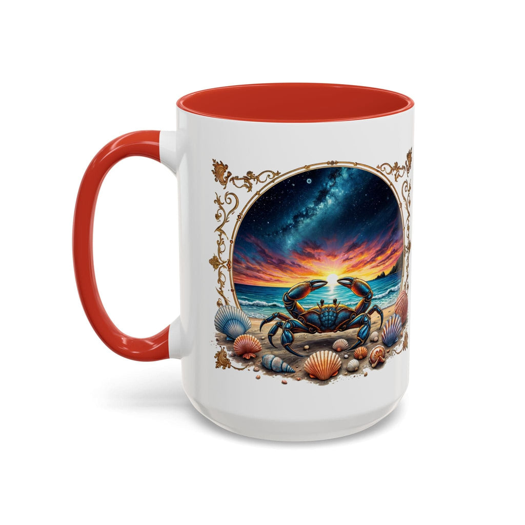 Printify Mug 15oz / Red Cancer Zodiac Coffee Mug with Inspirational Quote and Smart QR Code Nurturing Astrology Gift Personalized Horoscope Mug for Cancer Fans