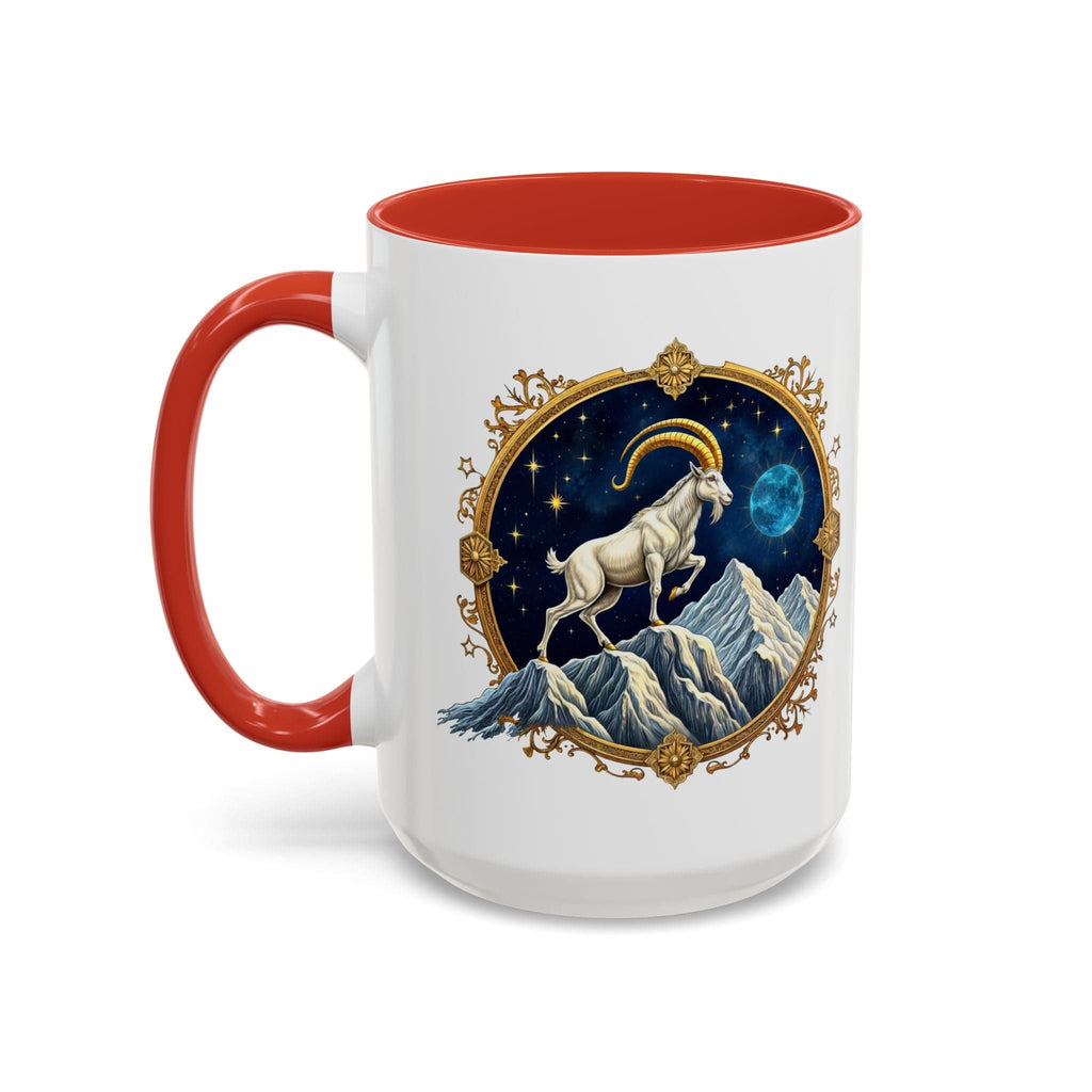 Printify Mug 15oz / Red Capricorn Zodiac Coffee Mug with Inspirational Quote and Smart QR Code Perfect Astrology Gift Unique Capricorn Horoscope Mug for Enthusiasts