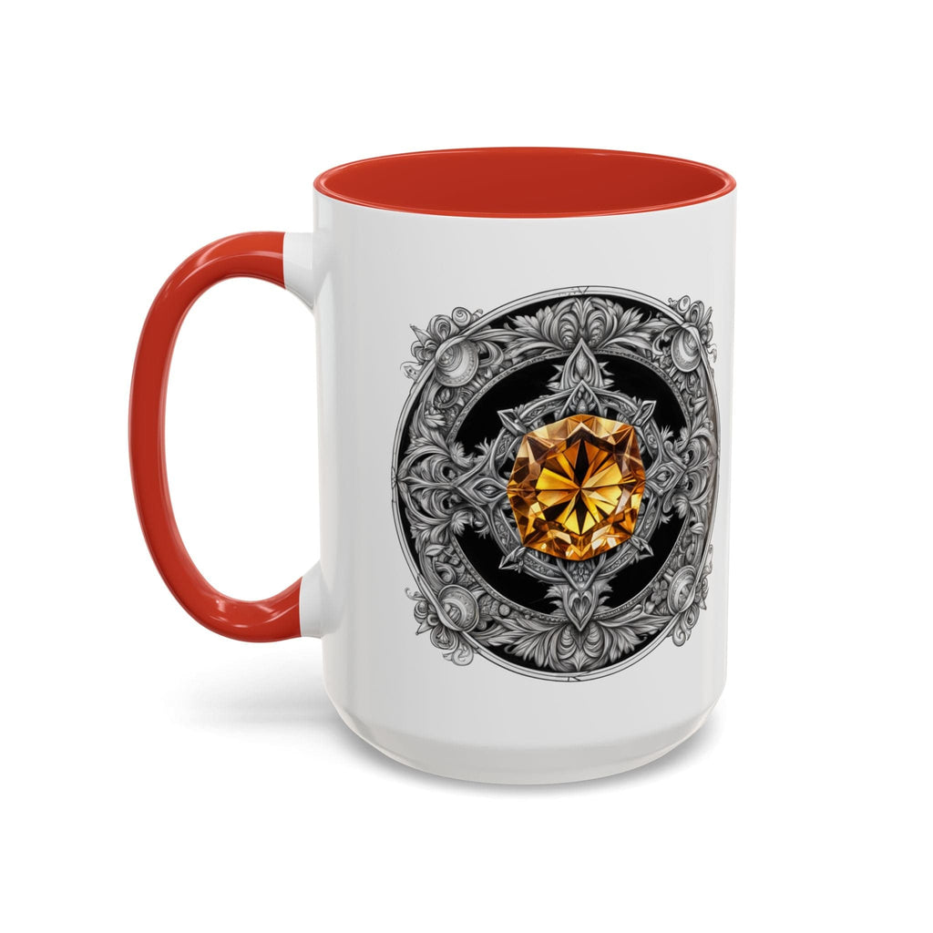 Printify Mug 15oz / Red Citrine Crystal Coffee Mug with Positive Quote and QR Code for Motivational Video Ideal Gift for Gemstone Optimists and Dreamers