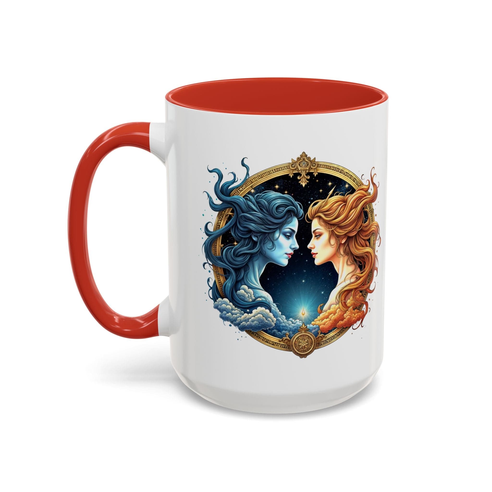 Printify Mug 15oz / Red Gemini Zodiac Coffee Mug with Inspirational Quote and Smart QR Code Fun Astrology Gift Unique Horoscope Mug for Gemini Lovers