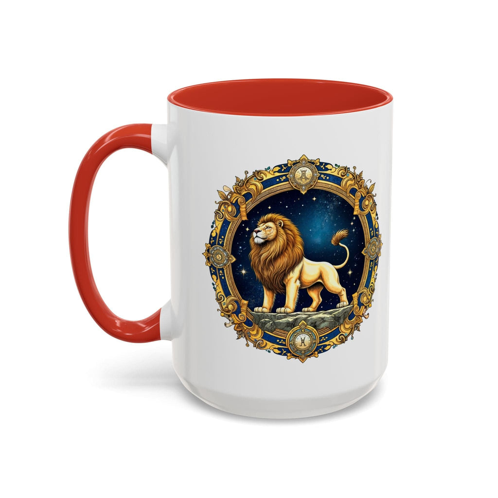 Printify Mug 15oz / Red Leo Zodiac Coffee Mug with Inspirational Quote and Smart QR Code Bold Astrology Gift Custom Horoscope Lovers Mug for Leo Enthusiasts