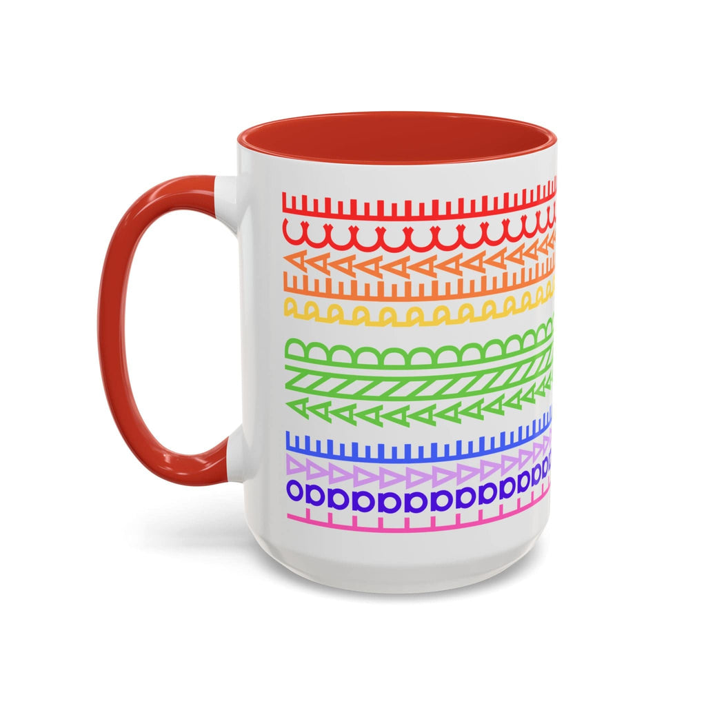 Printify Mug 15oz / Red Love and Peace Rainbow - Hidden Message Mug