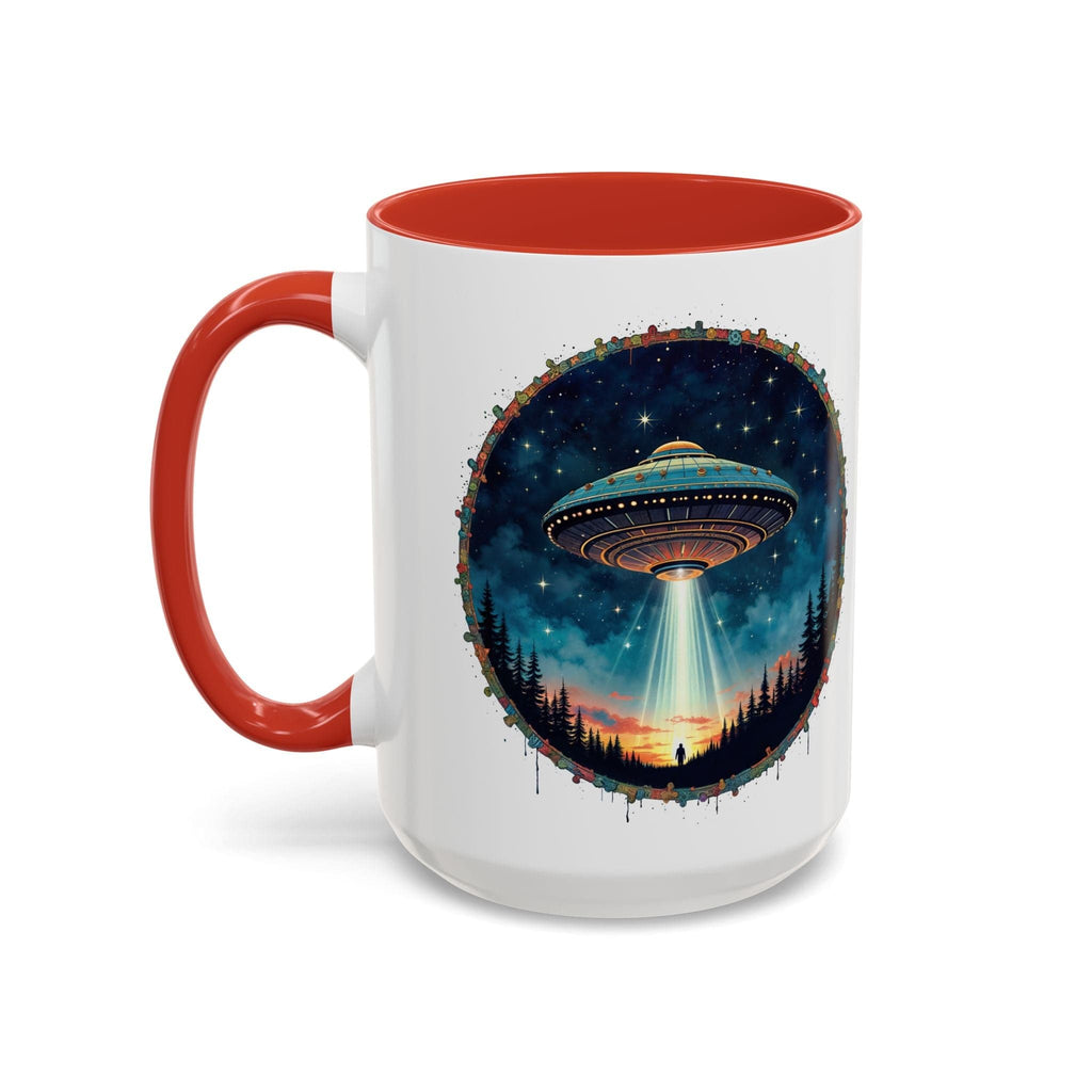 Printify Mug 15oz / Red Mug - Aliens Are Here - UFO & Cosmic QR Code Quote Video