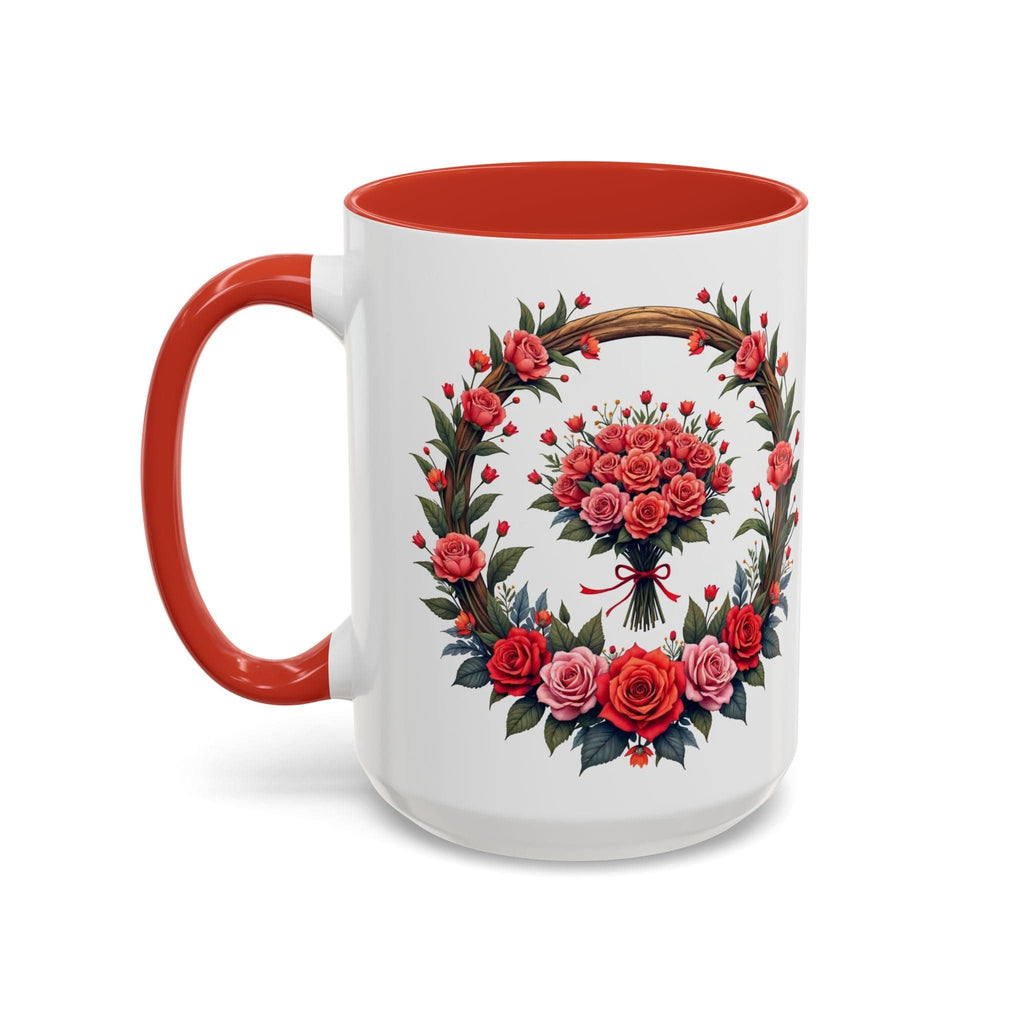 Printify Mug 15oz / Red Mug - Blooming Love - Love & Romance QR Code Quote Video